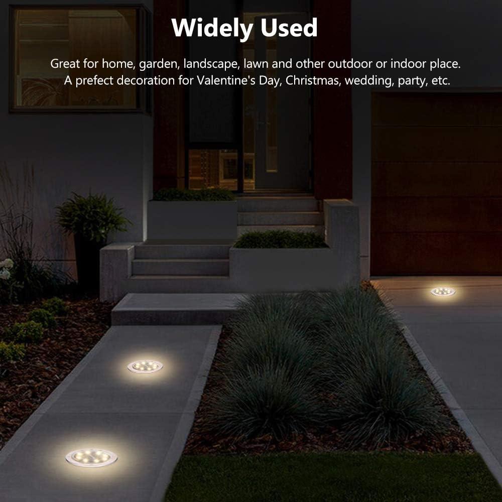 Aogist Solar Ground Lights, LED Garden Disk Lights In-Ground Outdoor Landscape Lighting for Lawn Patio Pathway Yard Deck Walkway (Warm White, 4 Pack)
