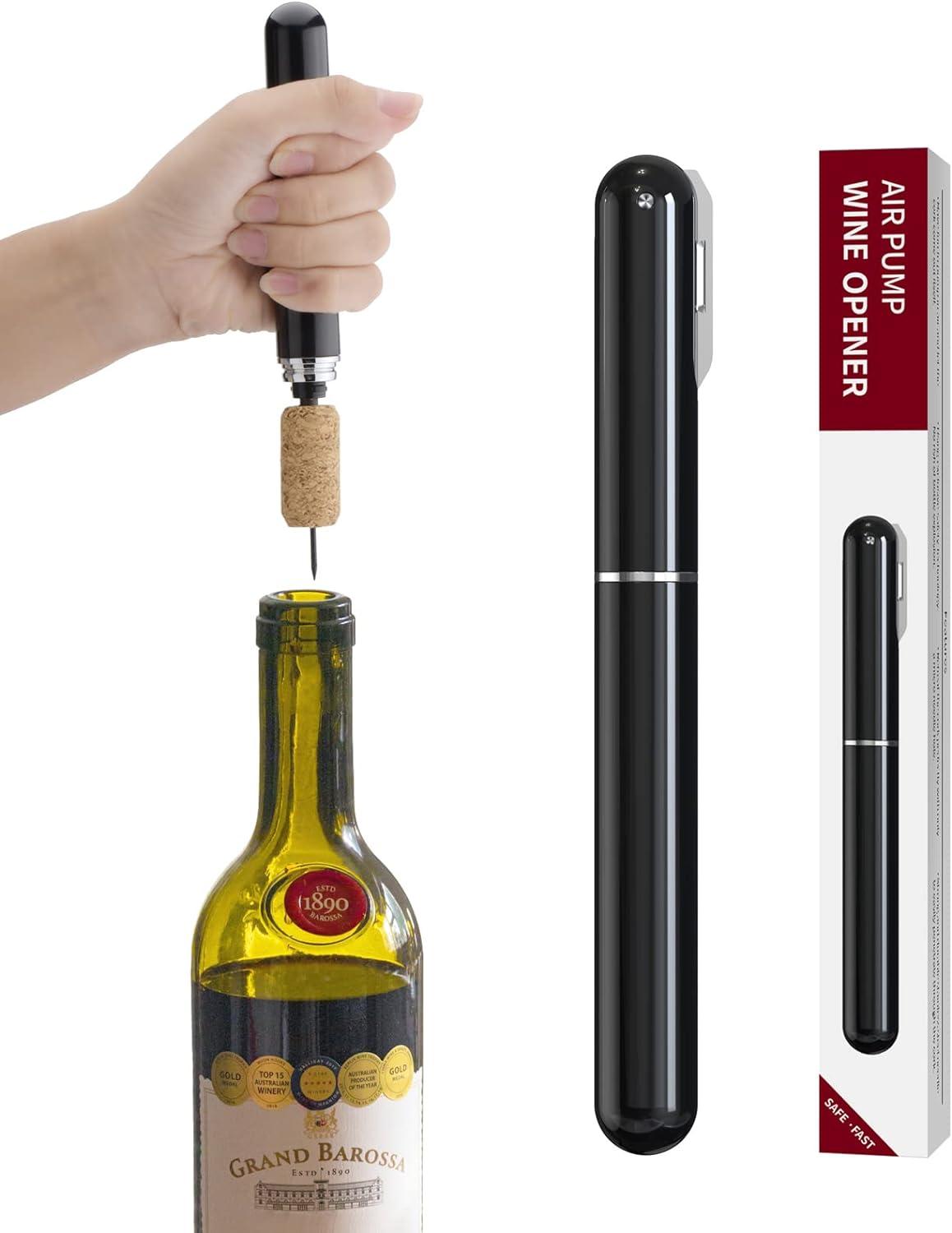 Wine Bottle Opener,Air Pressure Wine Corkscrew With Cutting Wine Bottle Foil Knife,Effortlessly Open Wine Bottles Without Damaging Corks,Easy-to-Use(Black)