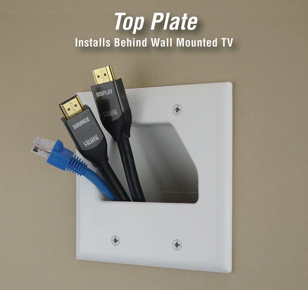 DATA COMM Electronics 50-3332-WH-KIT Flat Panel Cable Organizer Kit, Wall Plate Cable Pass Through, Conceals Low Voltage Wires Behind Mounted TV, Home Theater, Cord Hider Management, White