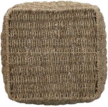 Household Essentials Basket with Handles Seagrass: Handwoven Round Storage, Brown Decorative Wicker, 14" Height
