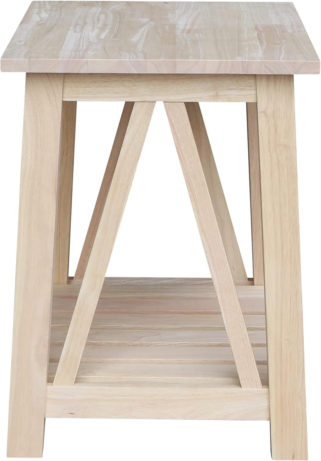 Surrey Solid Wood End Table with Shelf - Unfinished