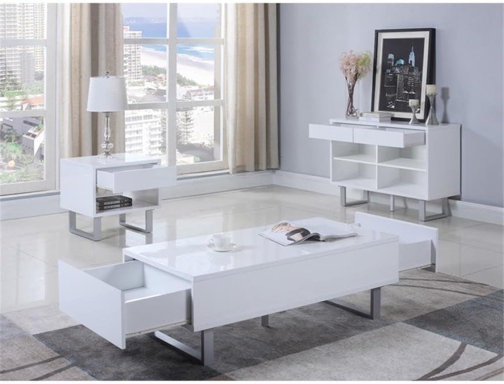 Coaster Contemporary Wood Storage End Table with 1-Drawer in White