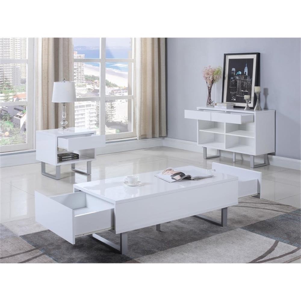 Coaster Contemporary Wood Storage End Table with 1-Drawer in White