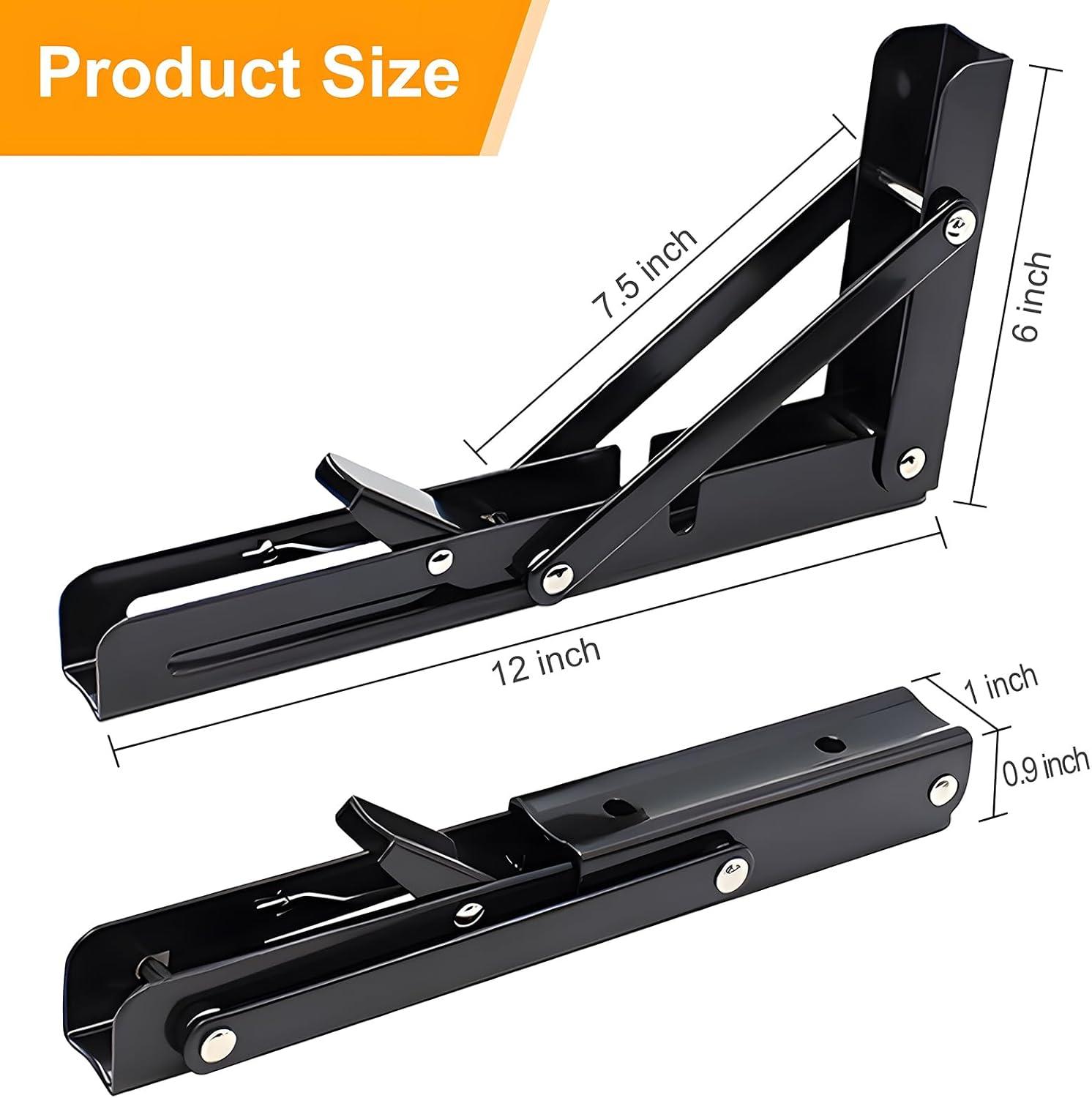 Heavy Duty Black Metal Folding Shelf Brackets