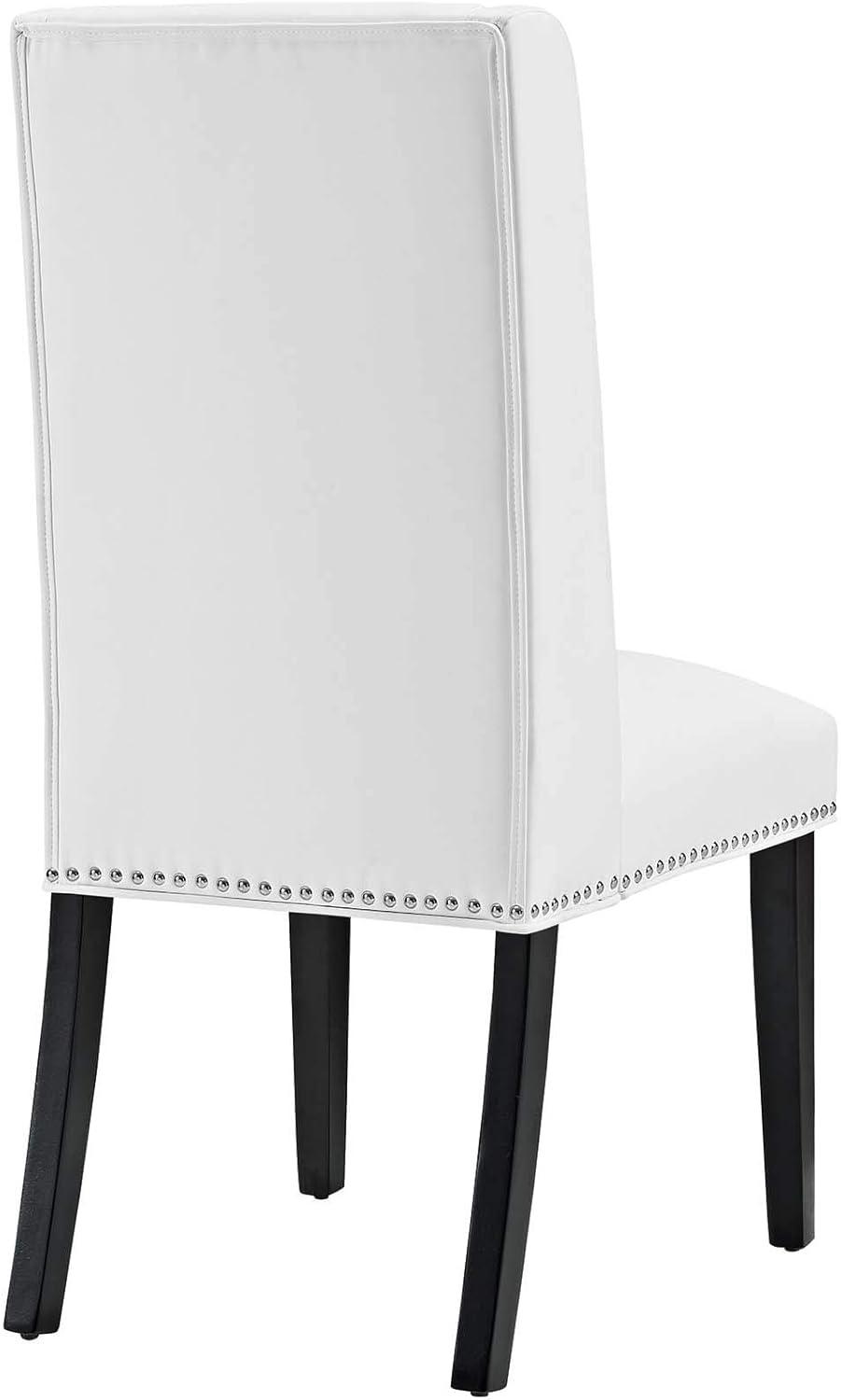 Modway Baron 20.5" Solid Rubberwood and Vinyl Dining Chair in White (Set of 4)