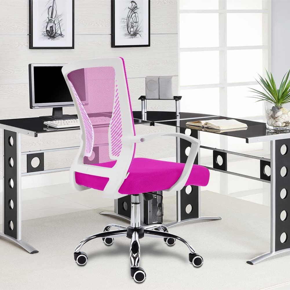 Modern Home Zuna Mid-Back Office Chair - White/Pink