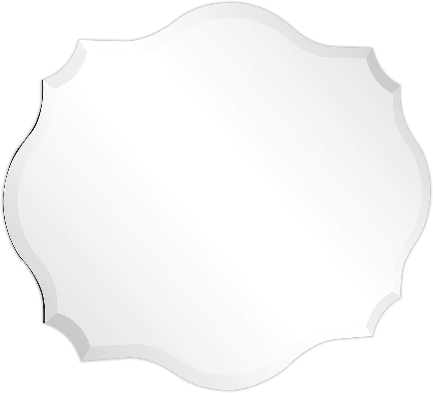 Empire Art Direct  Frameless Beveled Oblong Scalloped Wall Mirror, 24 in. x 32 in.