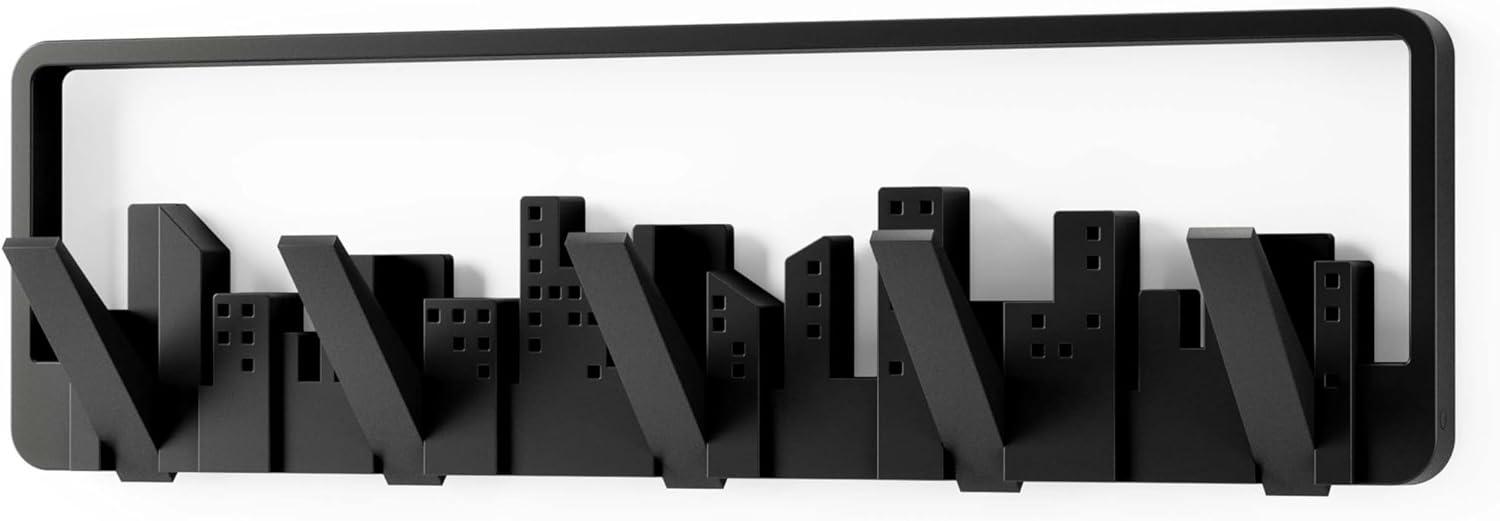 Umbra Skyline 5 Hook Modern Wall Mounted Coat Rack Black