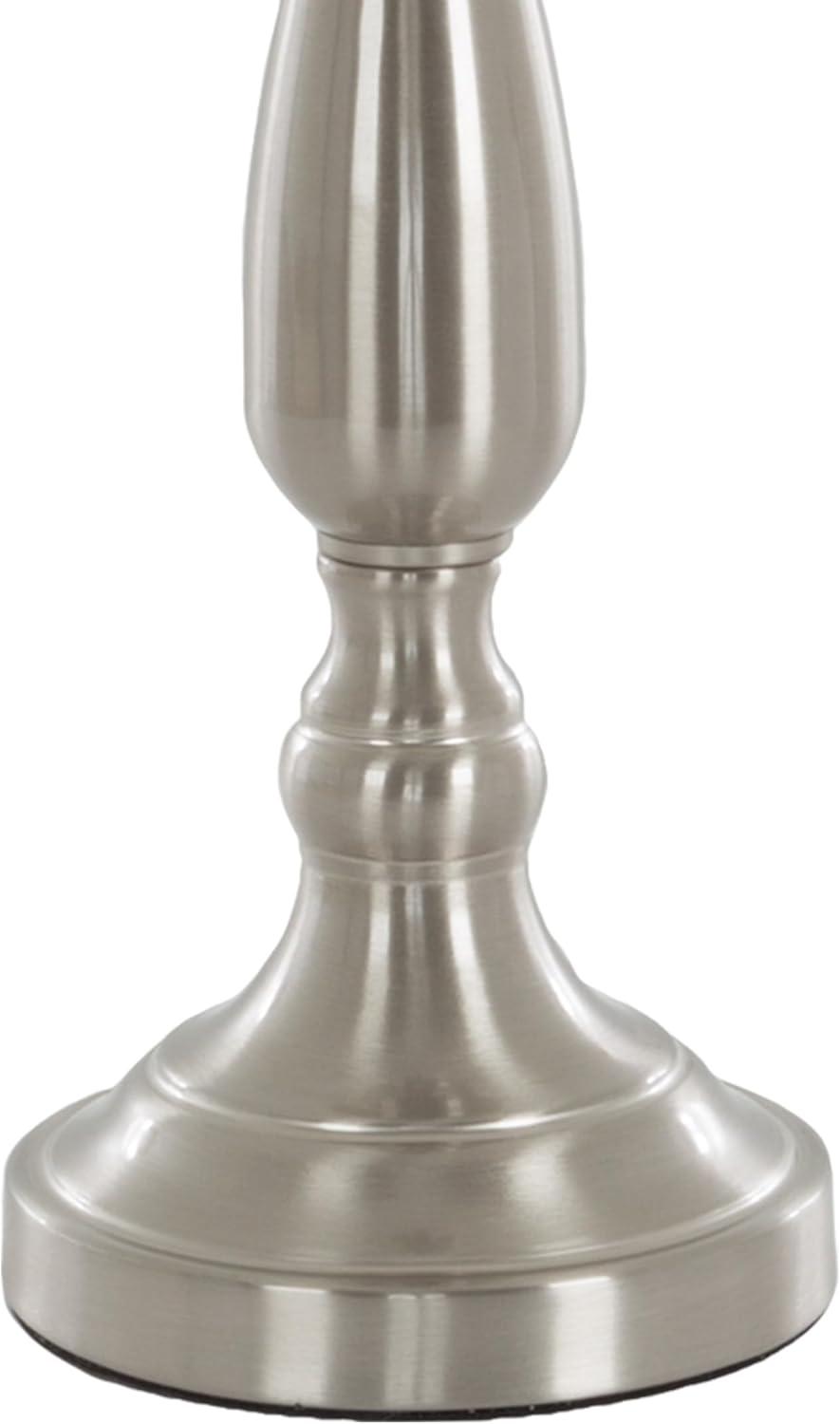 Lavish Home Brushed Steel Table Lamps - Set of 2 Traditional Accent Lights with LED Bulbs