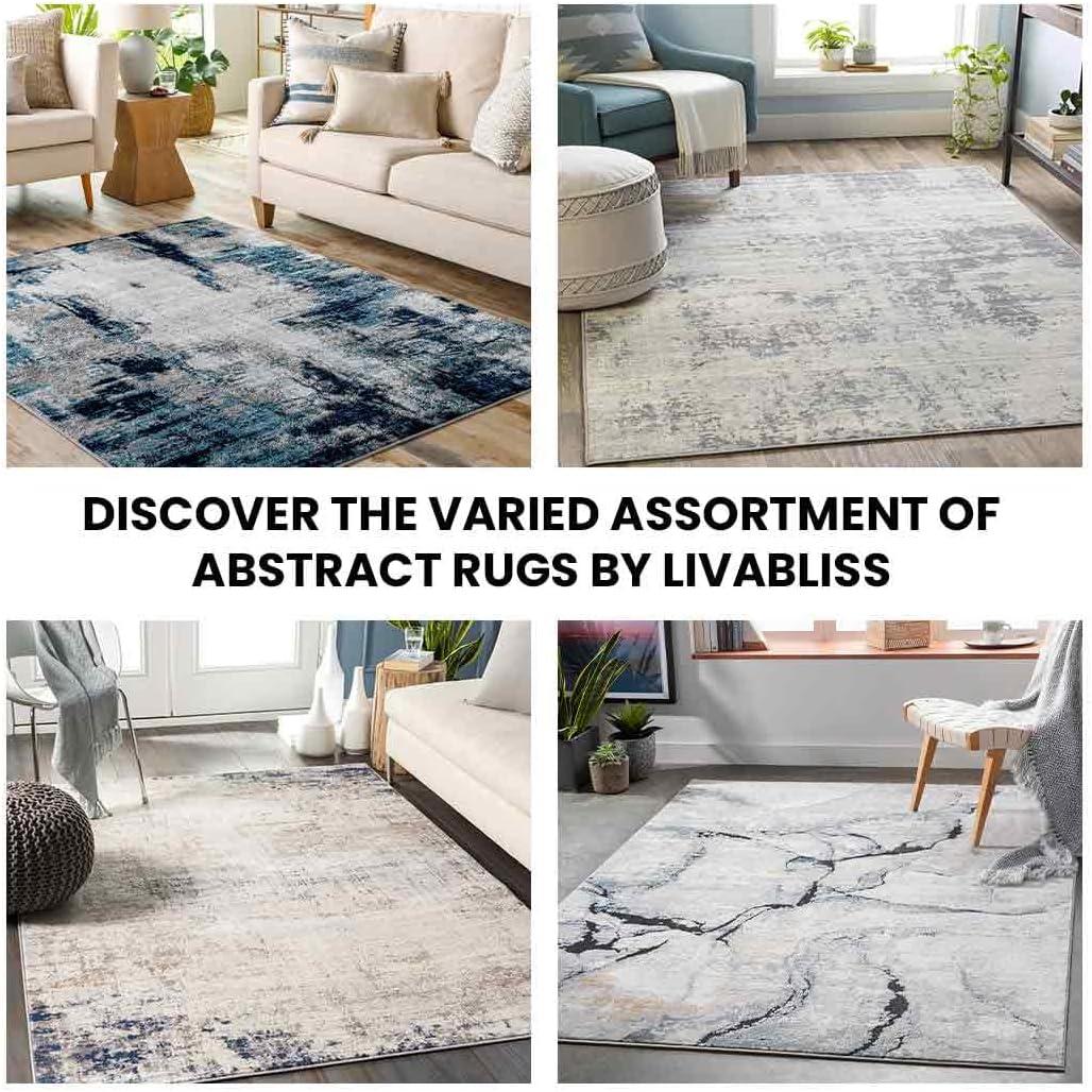 Livabliss Sunderland Modern Abstract Area Rug,5'3" x 7'3",Blue