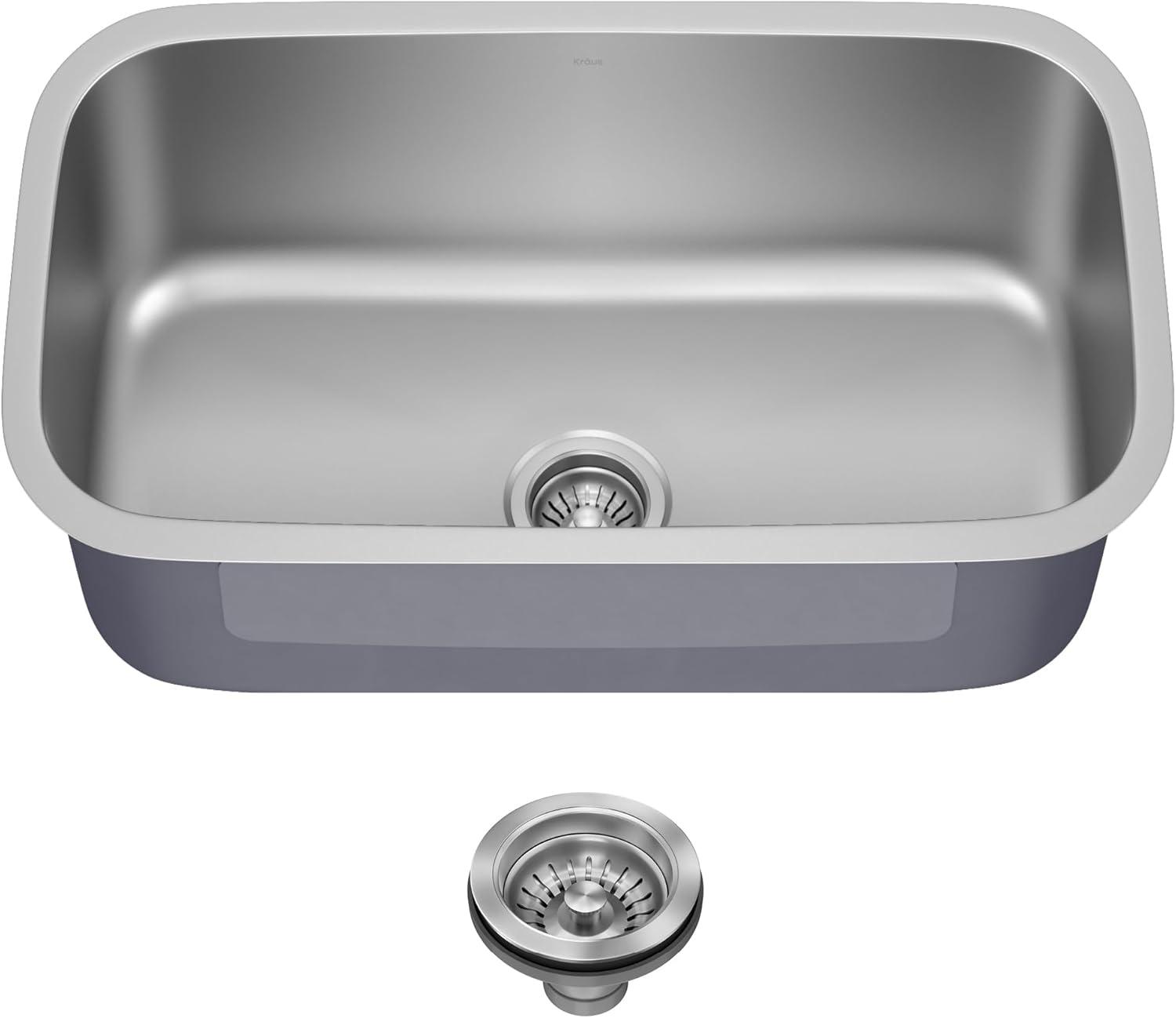 KRAUS Premier Undermount Single Bowl 18-Gauge Stainless Steel Kitchen Sink