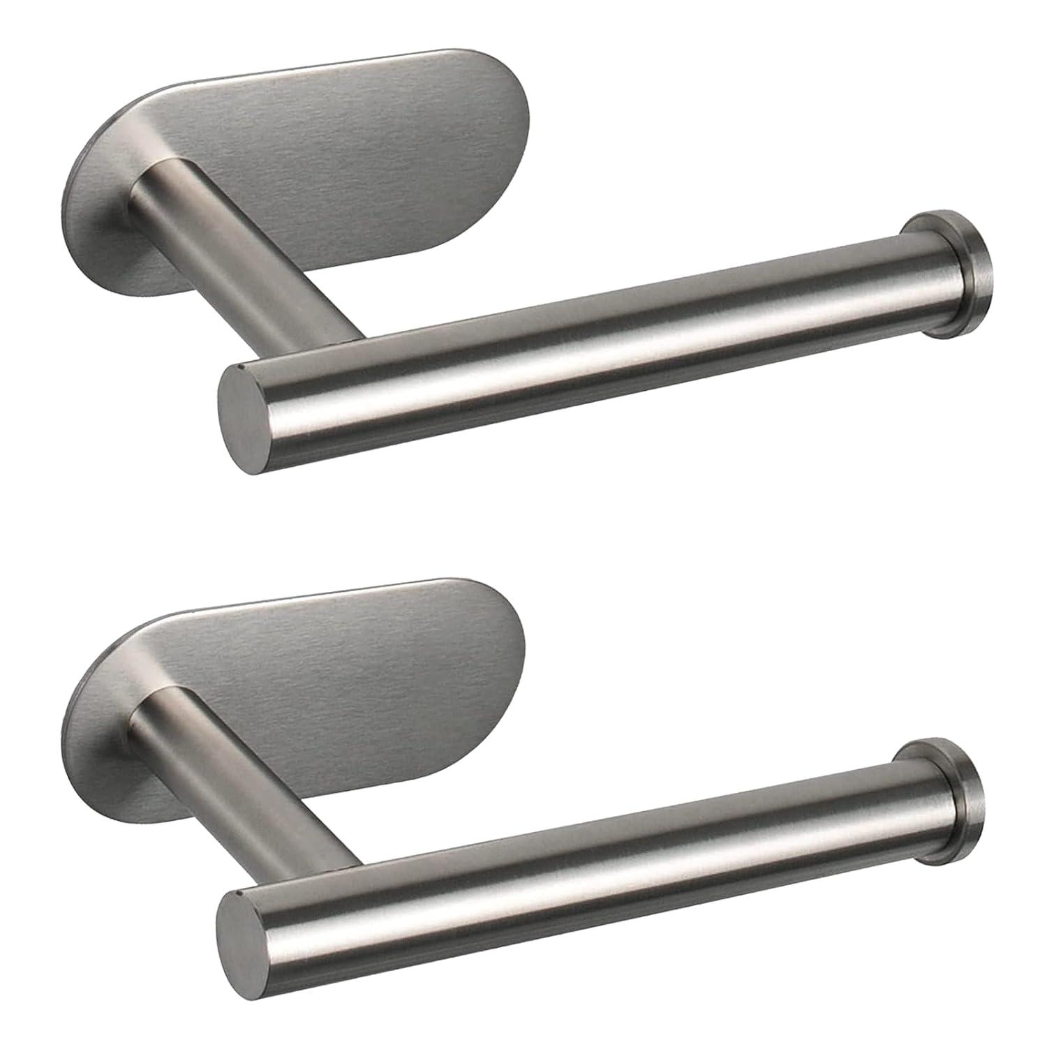 Toilet Paper Holder,Brushed Nickel,Wall Mount, Upgraded Adhesive Toilet Roll Holder,no Drilling,Bathroom/Rv/Washroom,SUS 304 Stainless Steel,Rustproof (Brushed Nickel, 1 Piece)