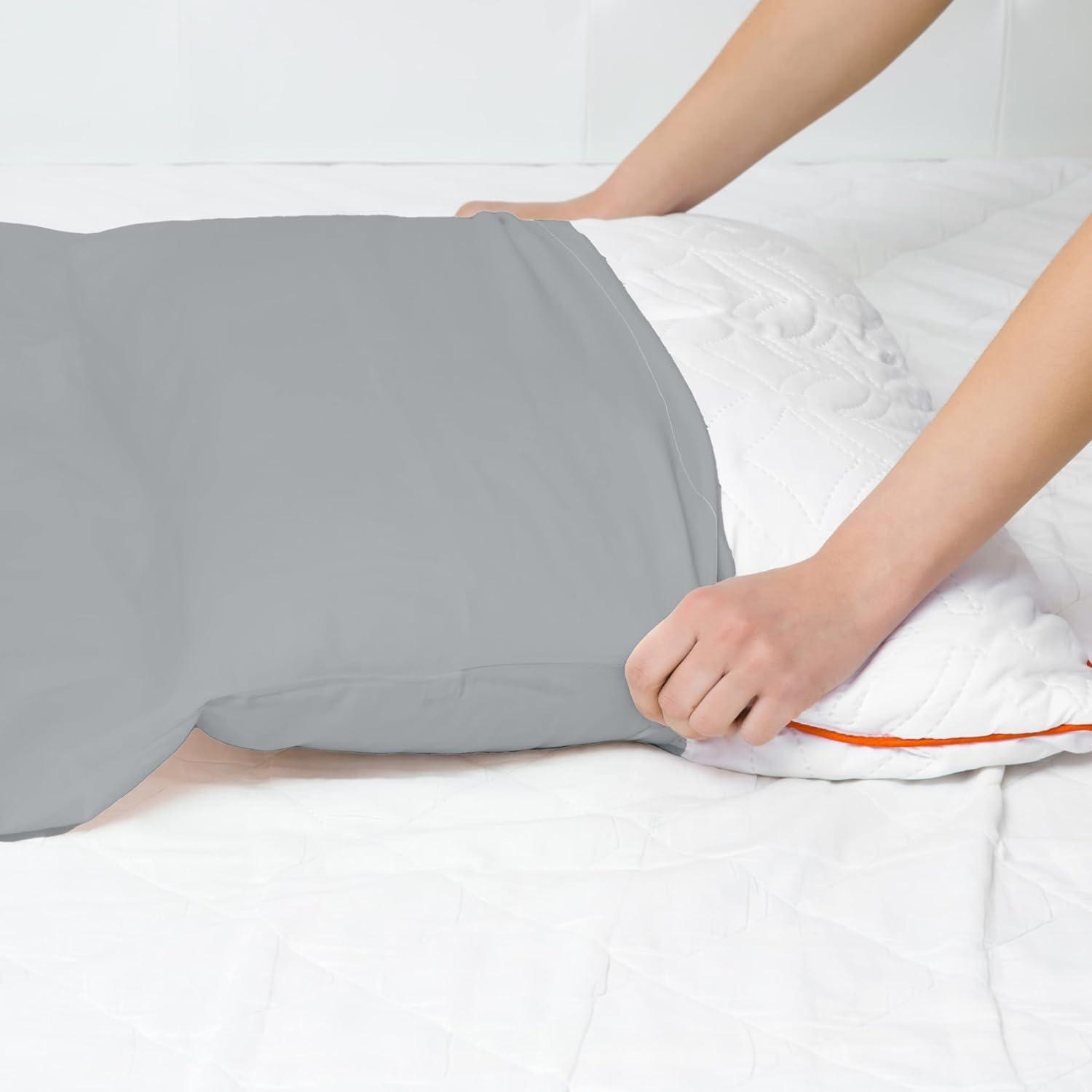 Superity Linen Queen Pillow Cases  - 2 Pack - 100% Premium Cotton - Open Enclosure - Grey