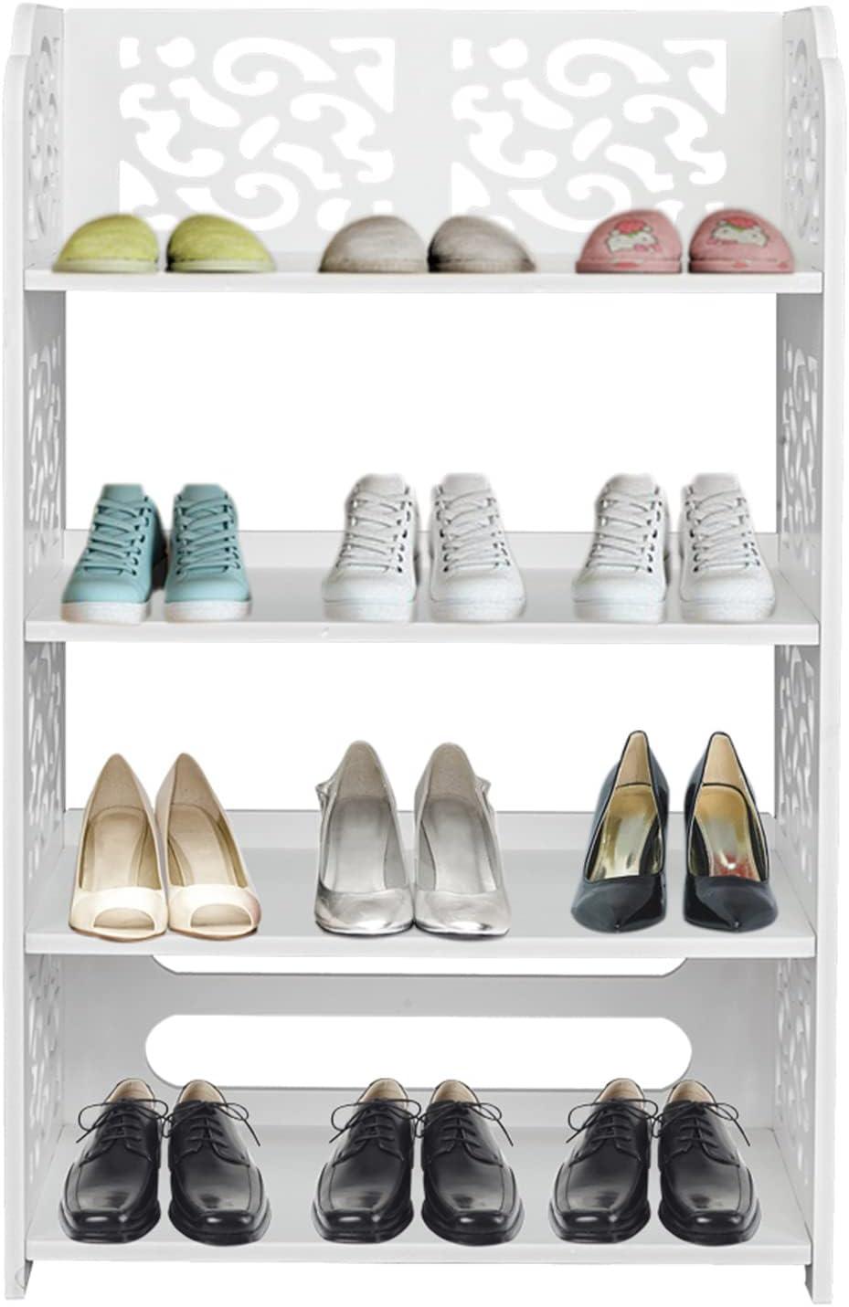 White 4-tier Shoe Rack Organizer Storage Shelf White