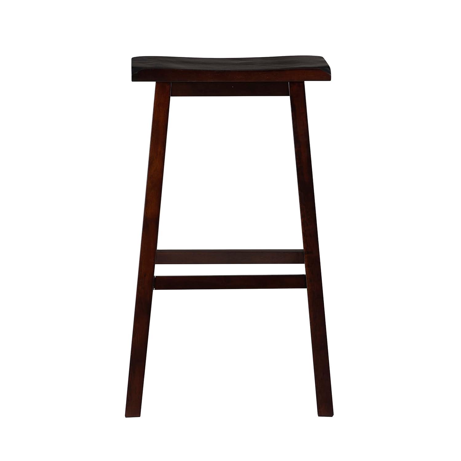 30" Saddle Backless Sloping Seat Barstool Wood Brown - Linon: Rubberwood, Footrest, Fixed Height