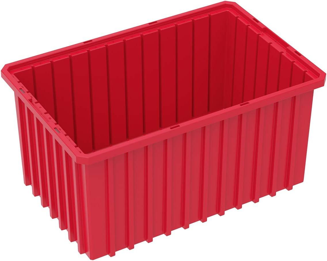 Red Plastic Stackable Grid Storage Tote Container