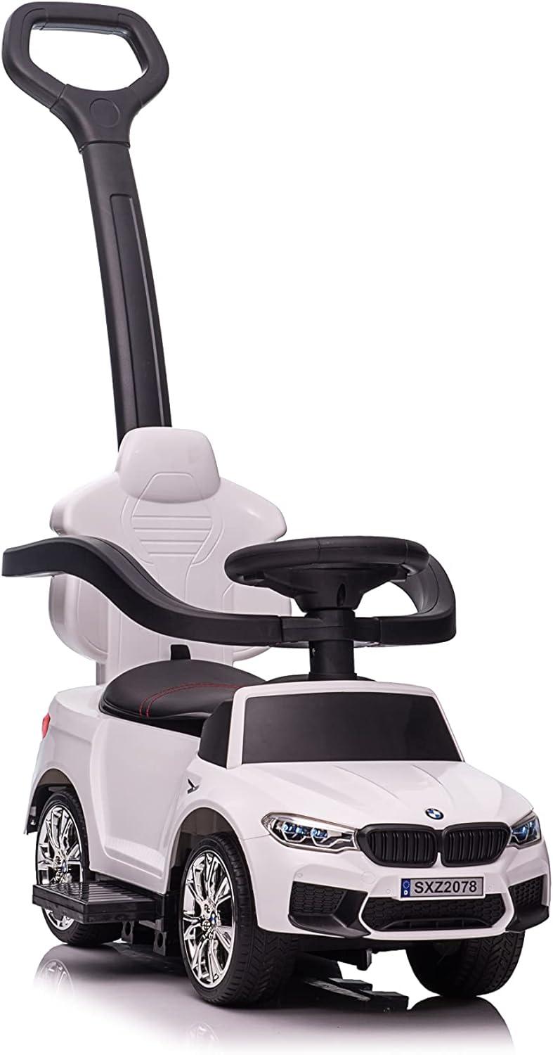 Towallmark Officially Licensed BMW Ride On Push Car for Toddlers, Push Car 4 in 1 with Horn, Adjustable Handle, Guardrails, Kids Ride on Toys Updated Large for 1-3 (White)