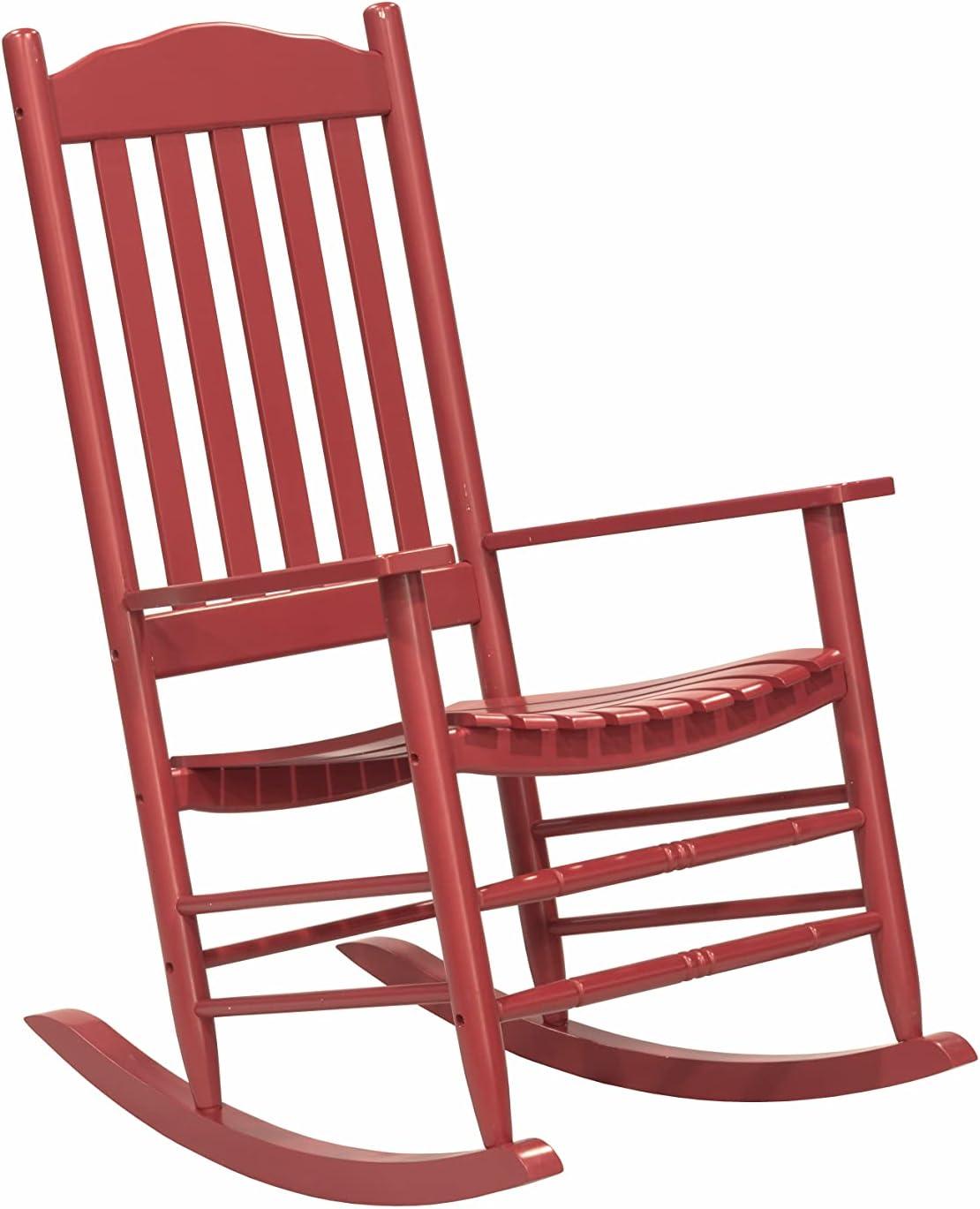 Red Acacia Wood High Back Outdoor Rocking Chair