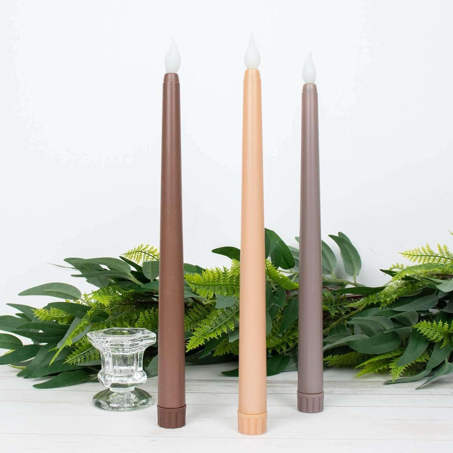 Efavormart Set of 3 | 11" Mixed Natural Warm Flickering Flameless LED Taper Candles