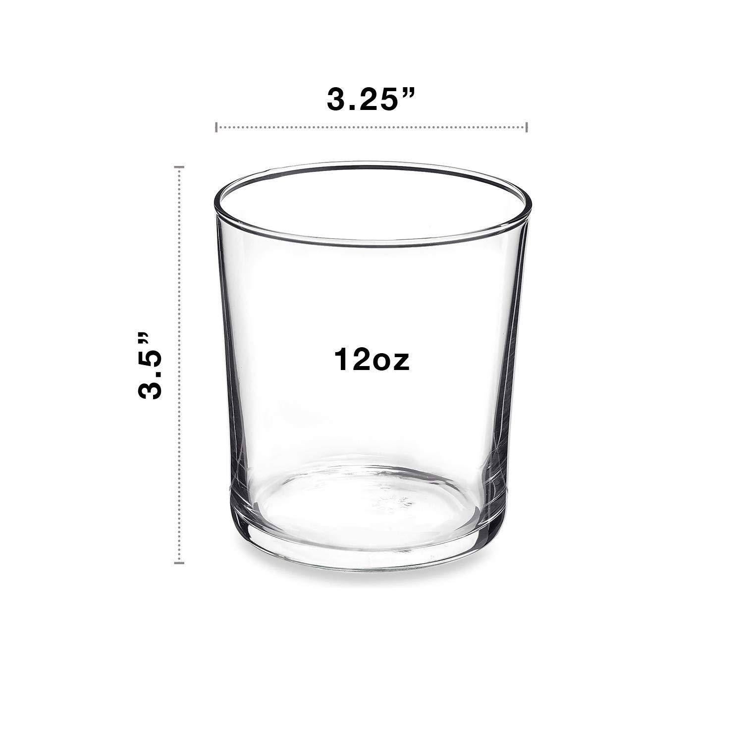 Bormioli Rocco Bodega Glassware, 12-Piece Medium 12 oz Drinking Glasses For Water, Beverages & Cocktails, Tempered Glass Tumblers, Clear