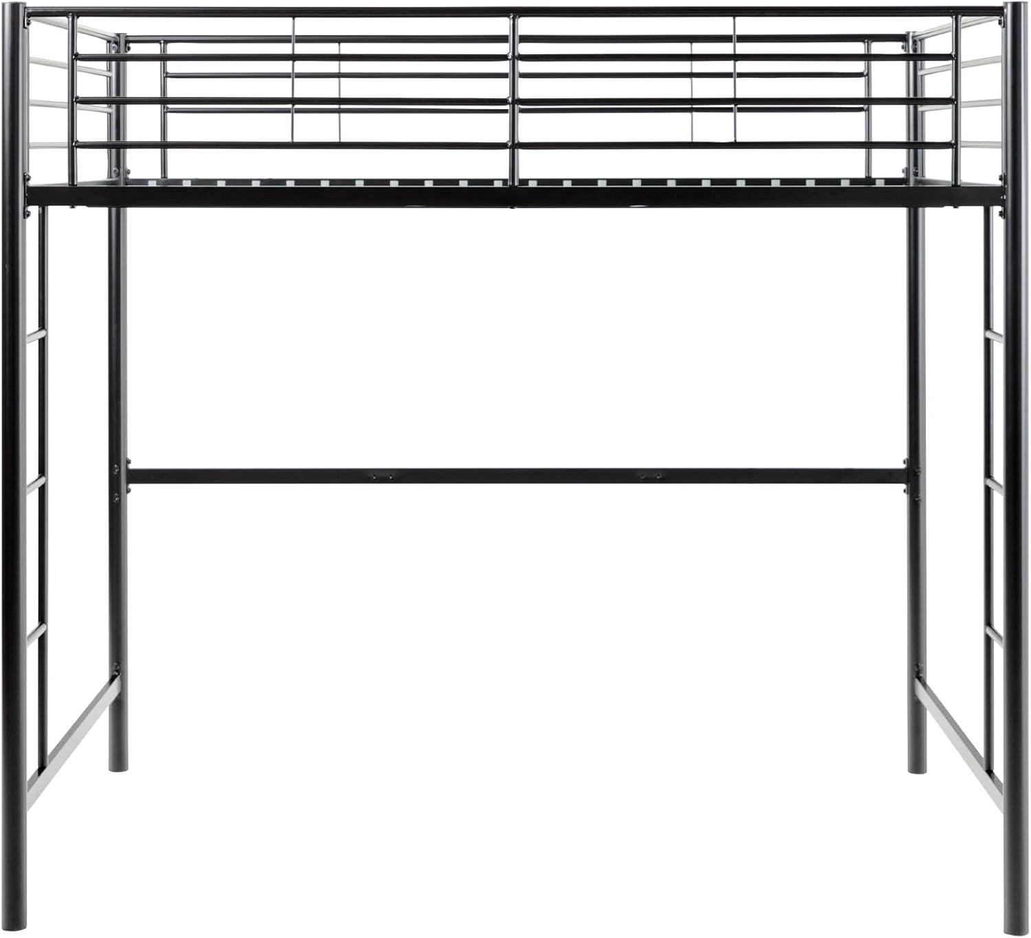 Metal Twin Loft Bunk Bed in Black