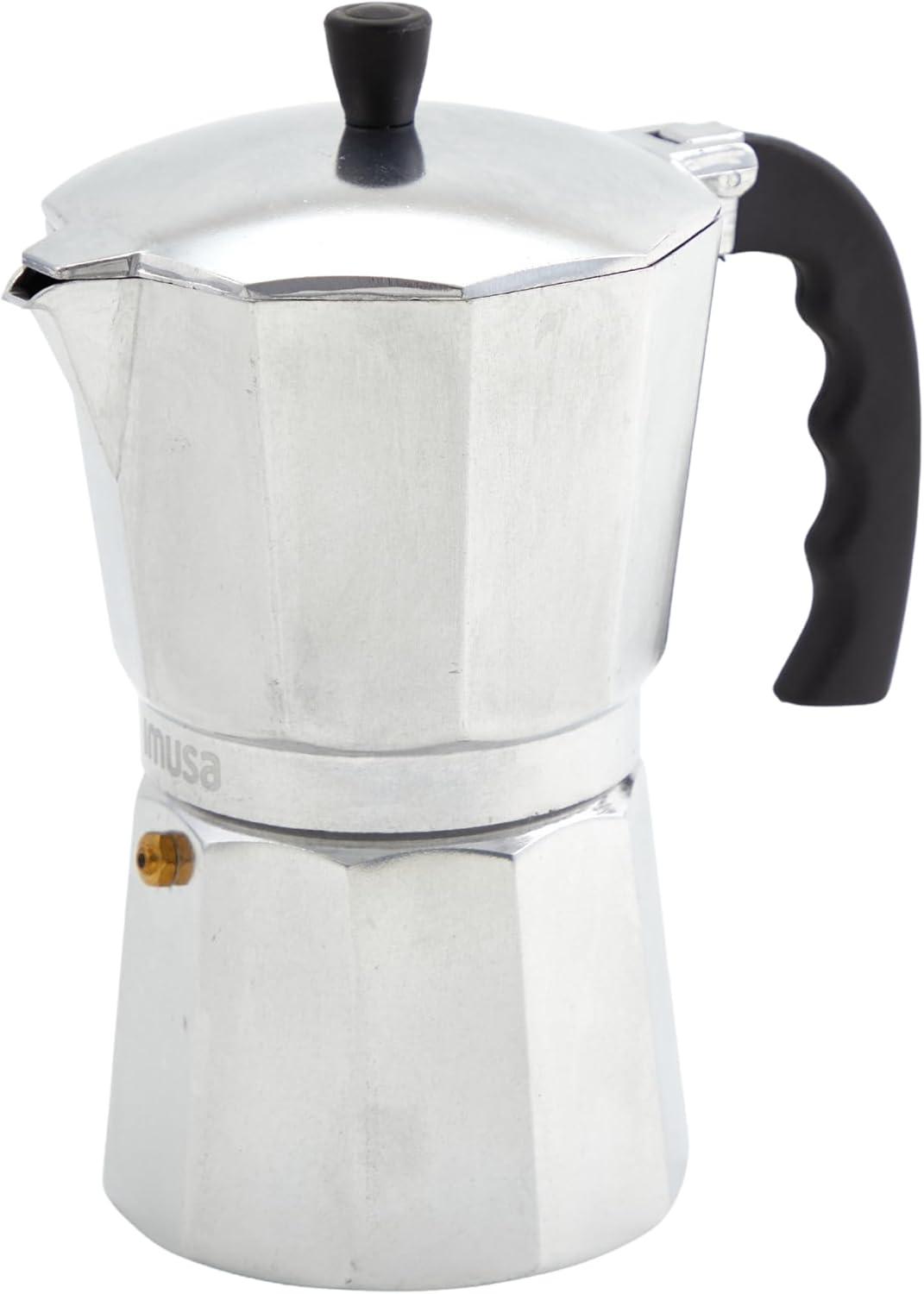 IMUSA 3 Cup Aluminum Stovetop Coffeemaker: Manual Espresso Maker, Gray, No Filter Needed, Hand Wash, 8 oz Capacity