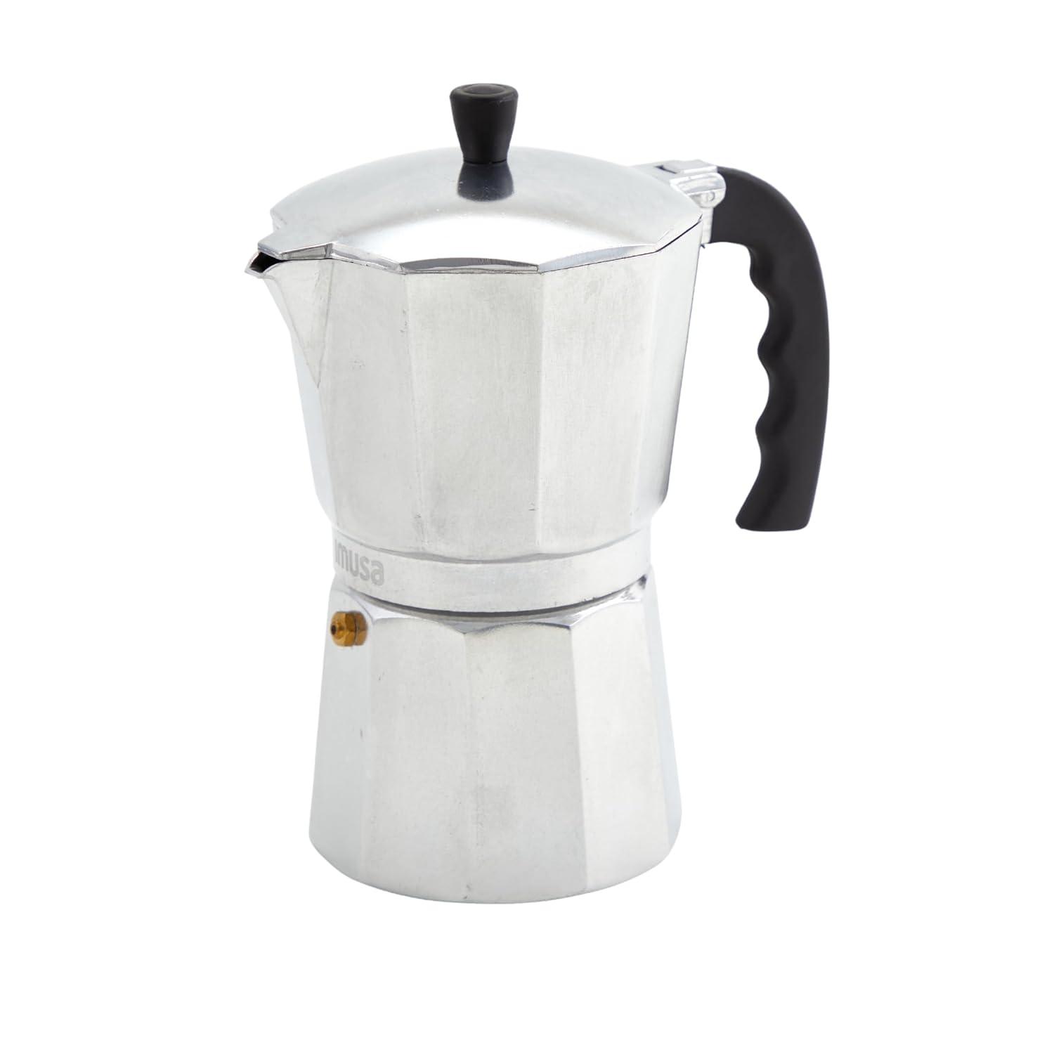 IMUSA 3 Cup Aluminum Stovetop Coffeemaker: Manual Espresso Maker, Gray, No Filter Needed, Hand Wash, 8 oz Capacity
