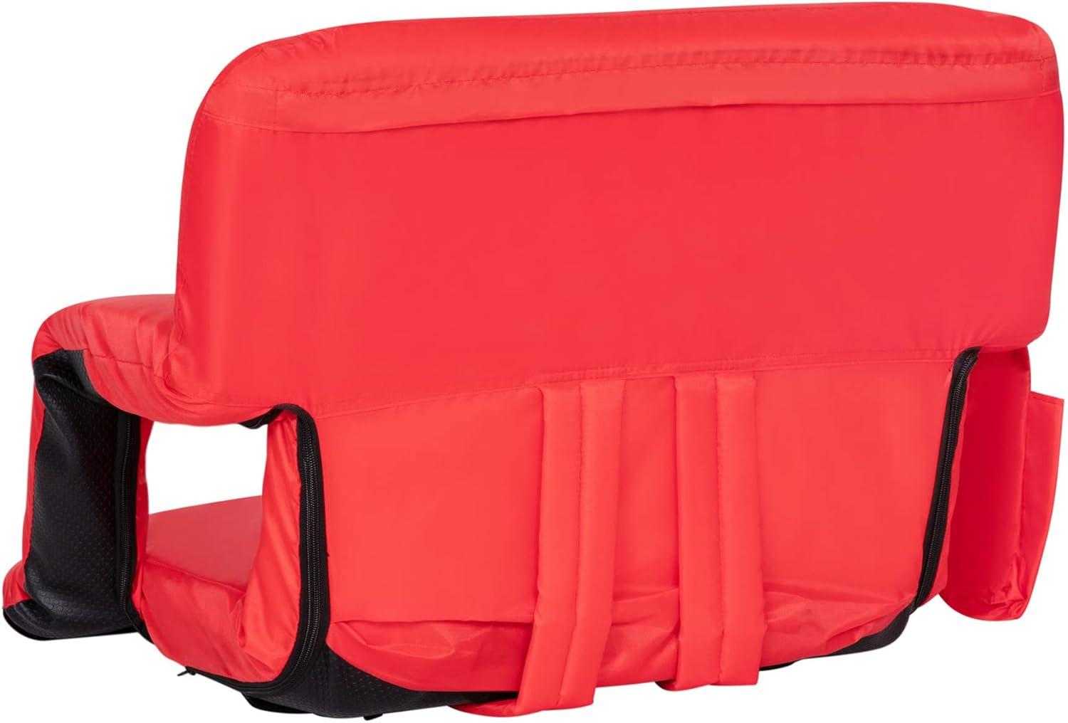 Extra Wide Red Reclining Stadium Chair with Backpack Straps