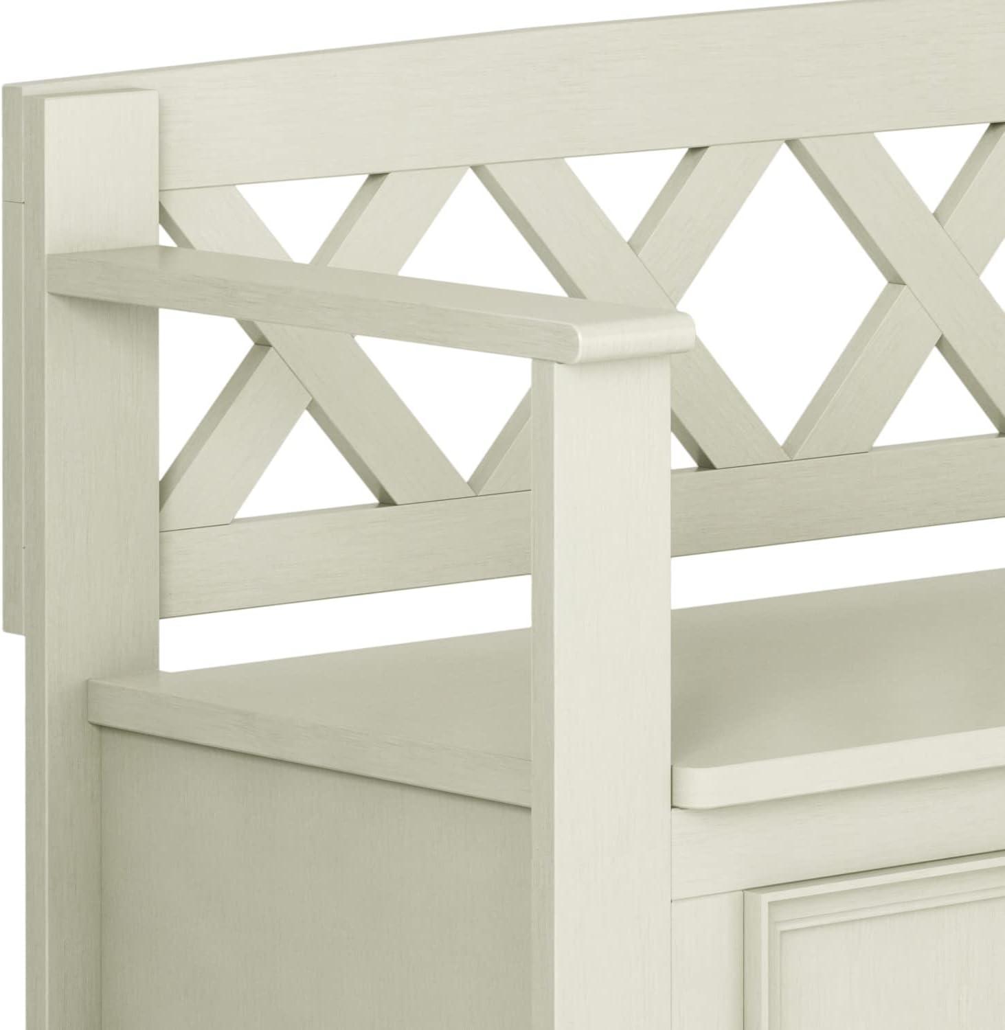 Simpli Home Amherst 48"W Solid Wood Entryway Storage Bench with Lift-Top Lid and Dual Compartments