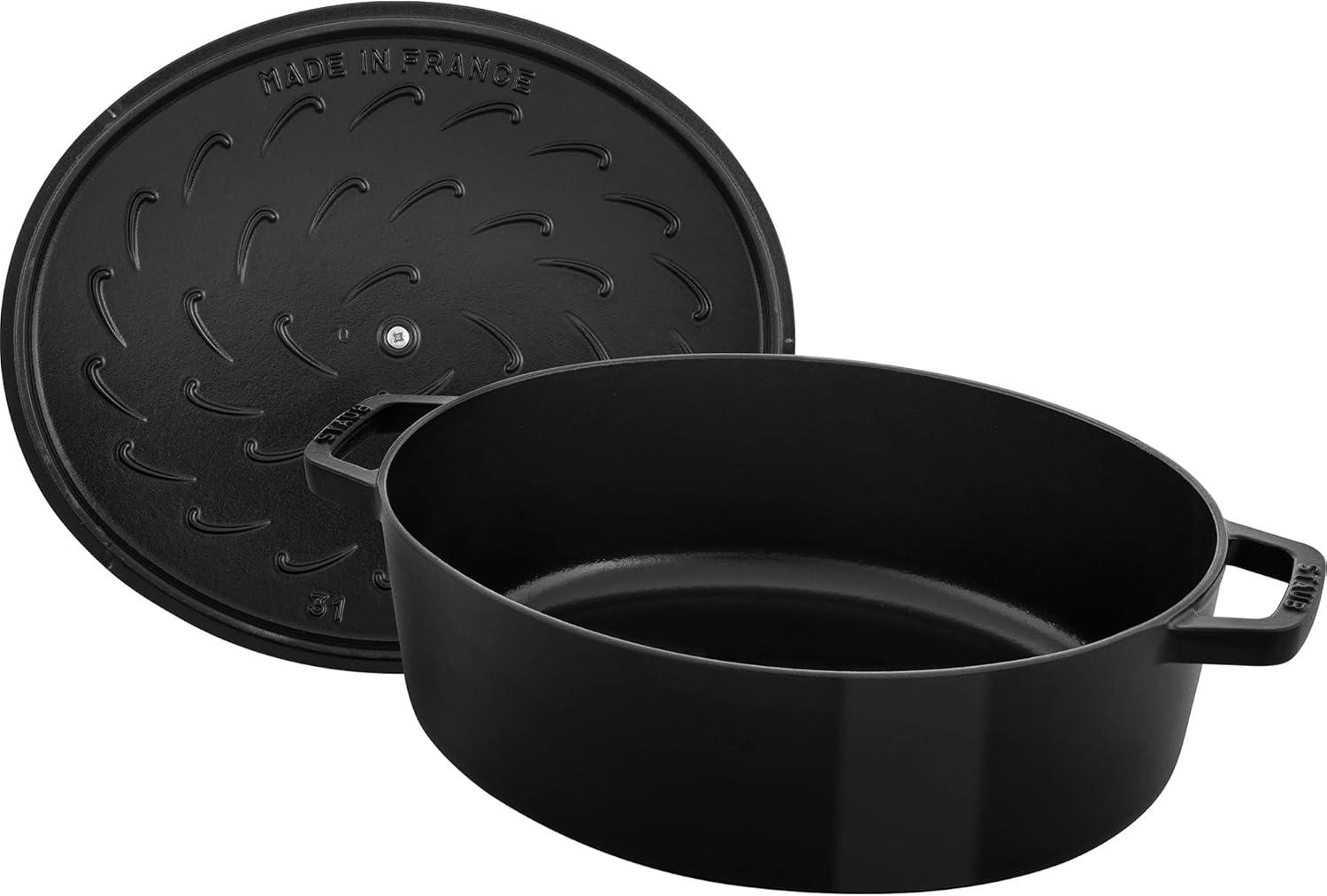 Staub Cast Iron 6.25-qt Shallow Oval Dutch Oven - Black