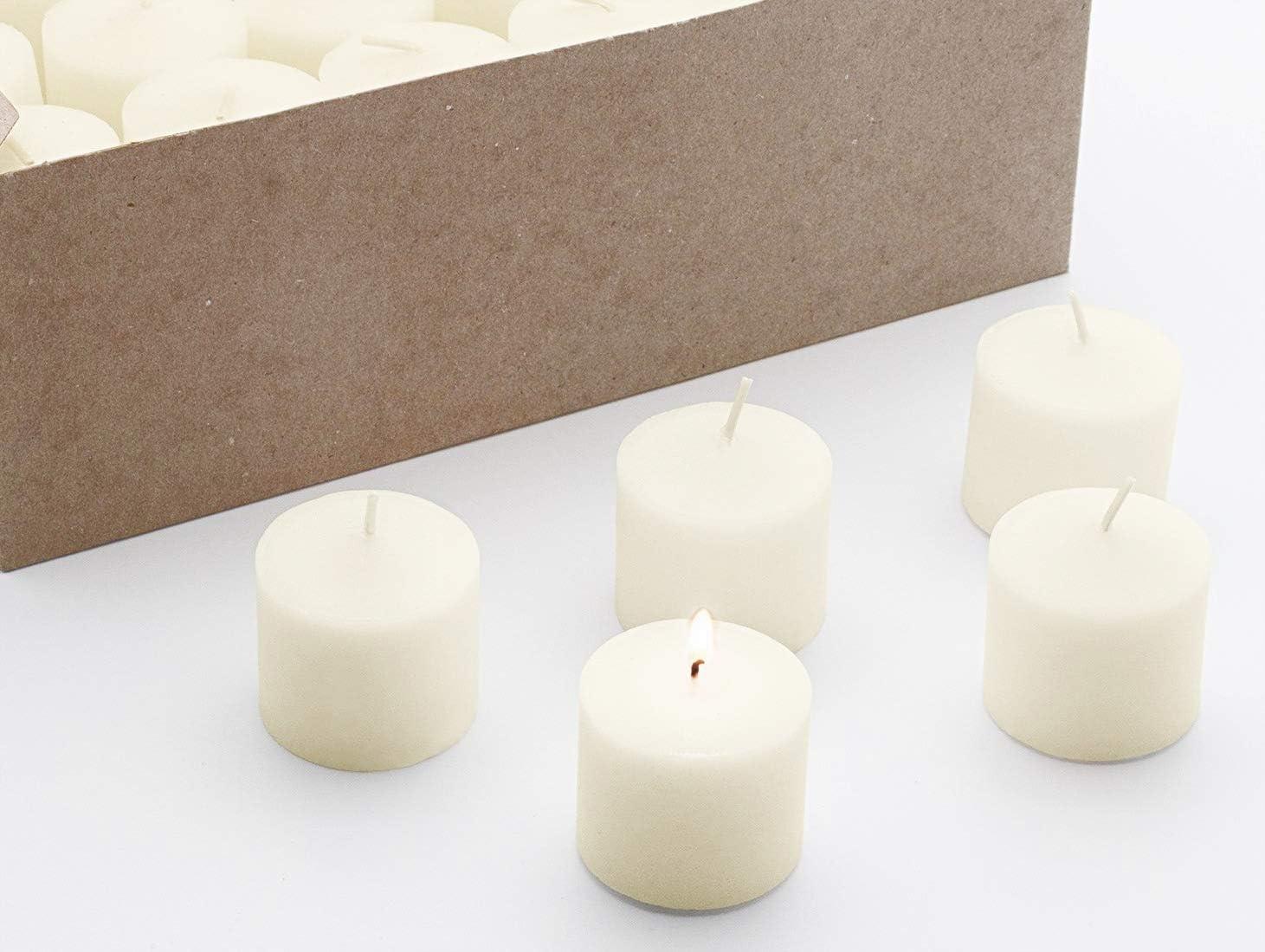 Ivory Unscented Paraffin Wax Votive Candles, 10 Hour Burn Time, Set of 72