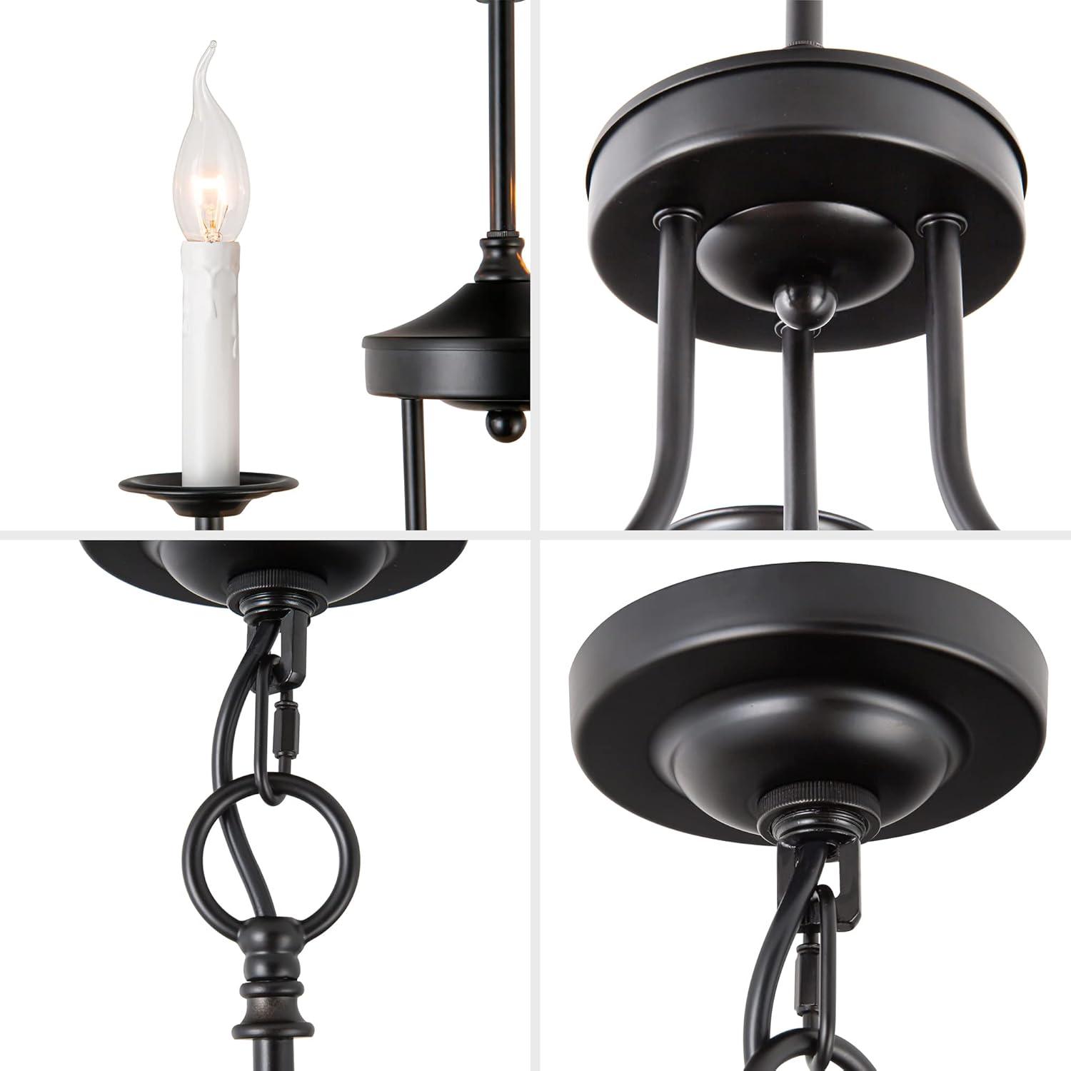 Gracie Oaks Vintage Farmhouse 18-Light 2-Tier Black Chandelier, Retro Round Pendant Light Fixture For Industrial Decor