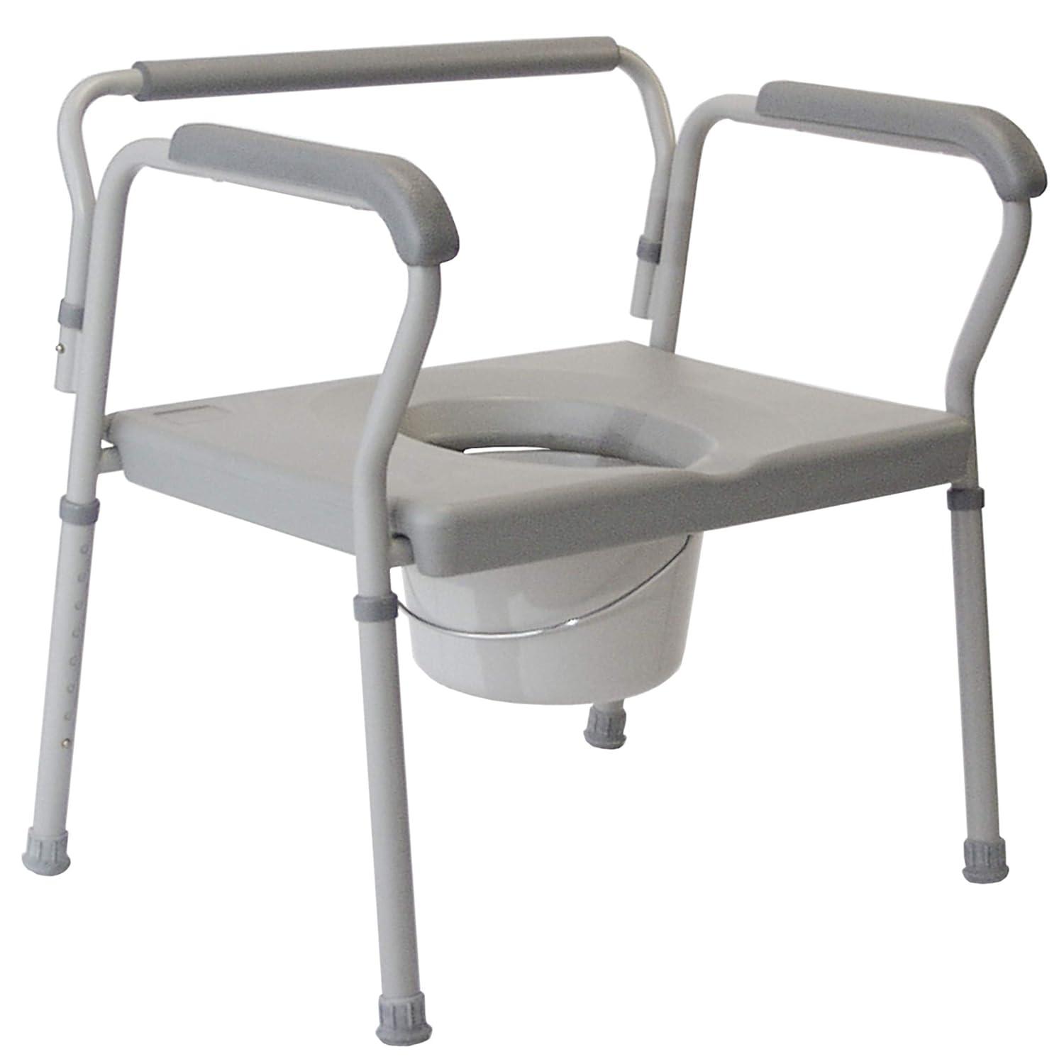 Gray Adjustable Steel 3-in-1 Bariatric Commode Chair, Pack of 2