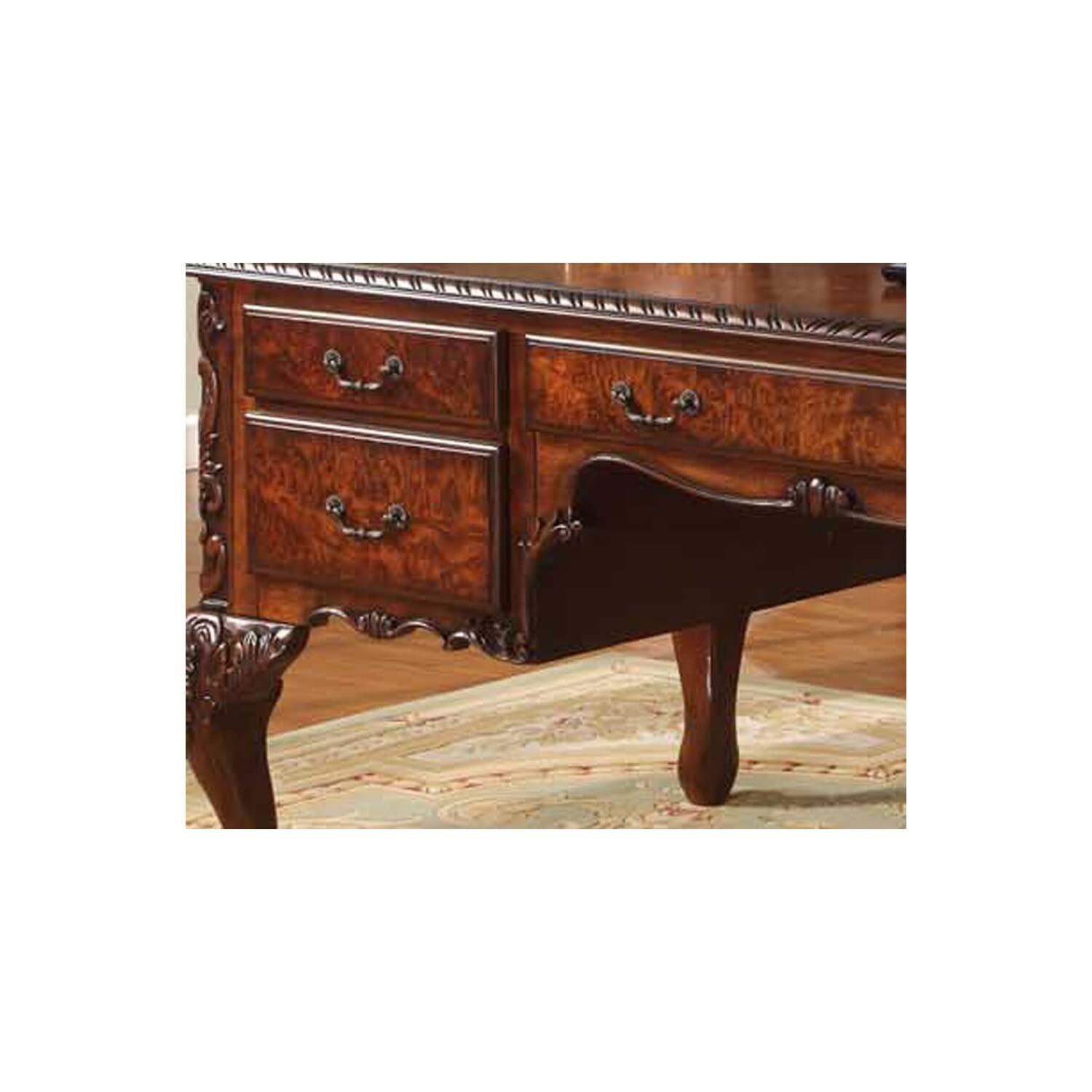 Best Master CDExecutive 72" Wood Office Desk With Hand Carved Designs in Cherry