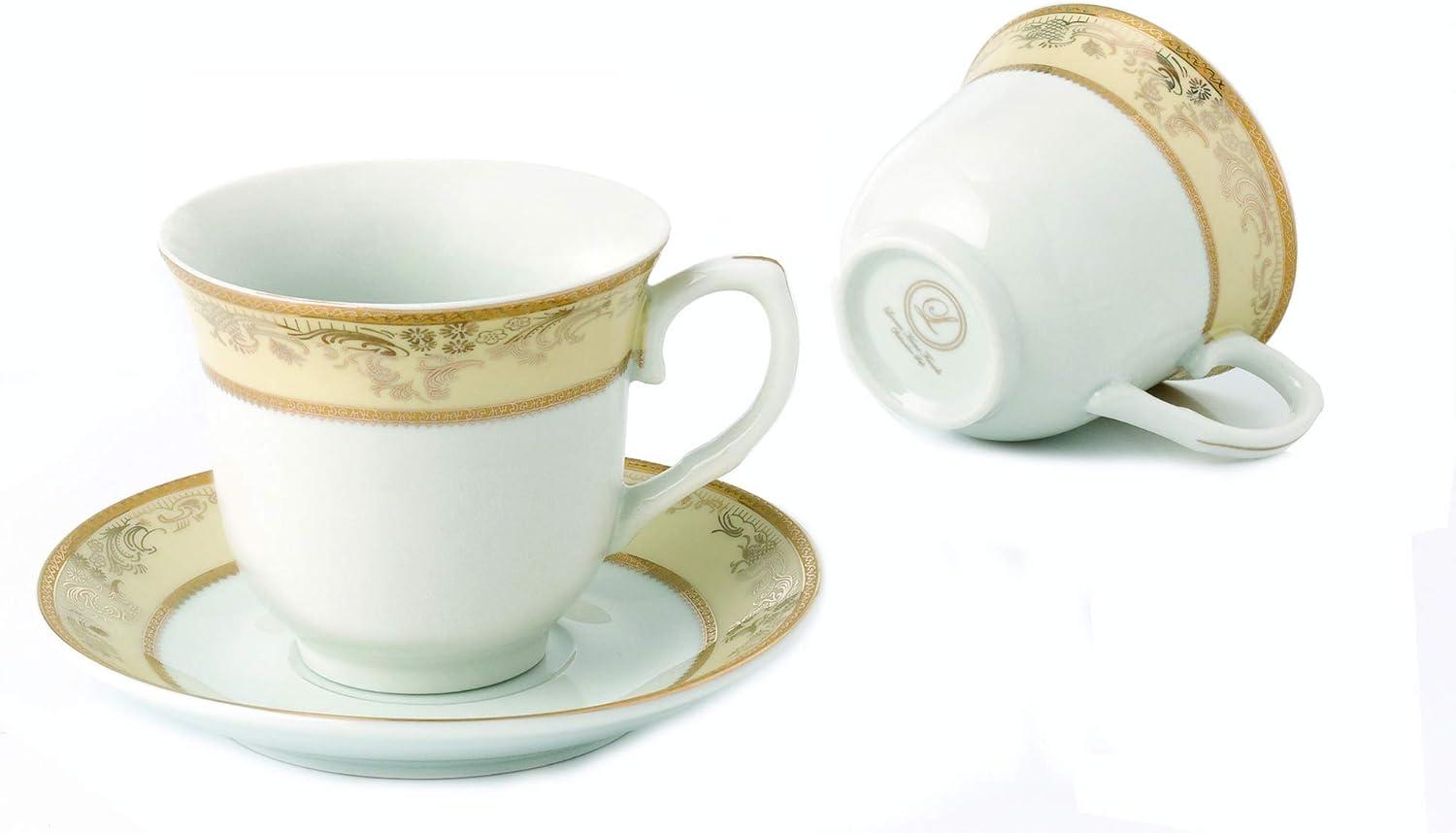 Lorren Home Trends Chloe-4 Cups and Saucers ,Gold