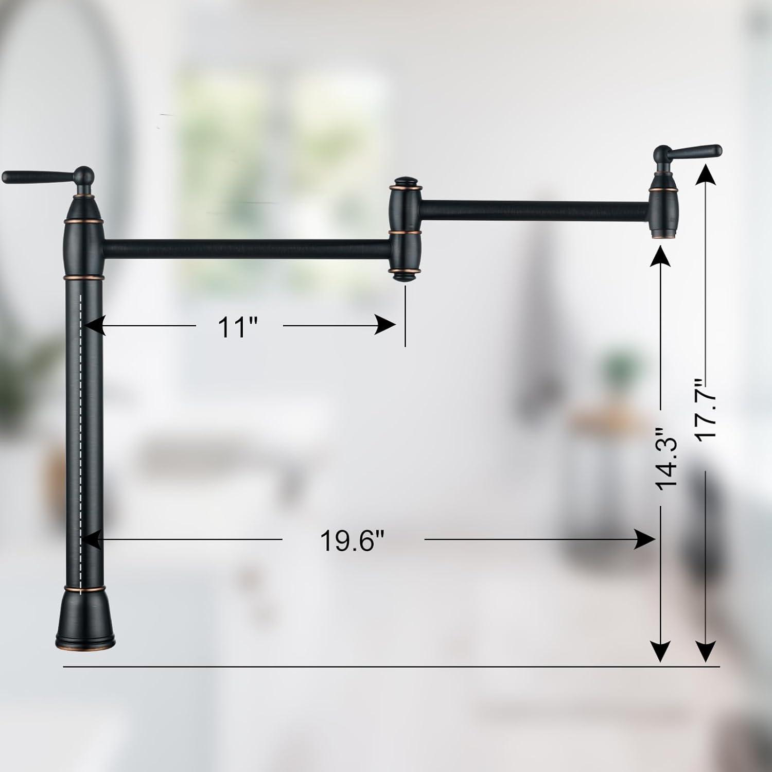 Oil Rubbed Bronze Double Handle Deck Mount Pot Filler Faucet