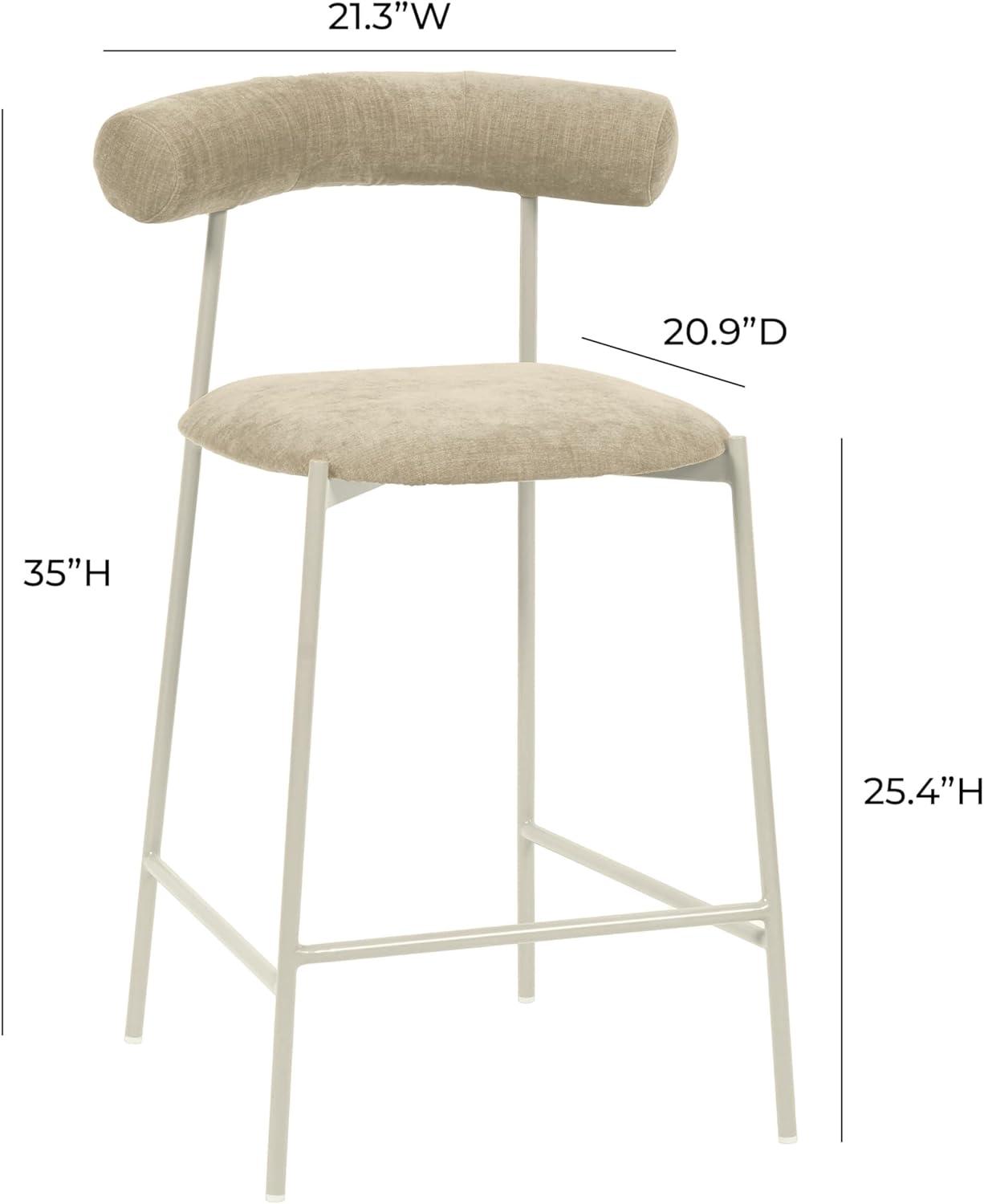 Liliana Taupe Velvet and Metal Counter Stool