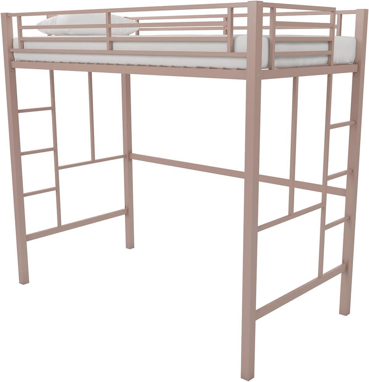 Your Zone Brittain Twin Metal Loft Bed, Pink