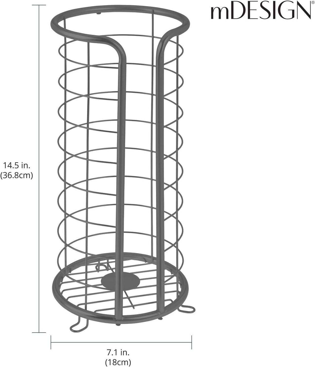 mDesign Metal Toilet Paper Holder Stand, Freestanding 3 Roll Reserve, Dark Gray