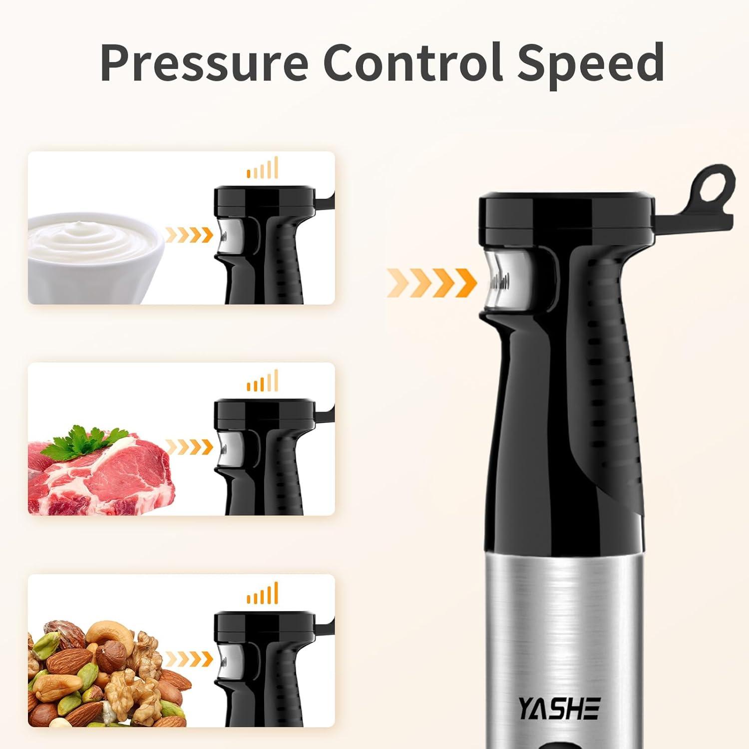 YASHE Immersion Hand Blender,5-in-1 Multi-Function Handheld Stick Blender with Chopper, 600ml Mixing Cup, Continuously Variable Speed Mixer Milk Frother for Baby Food/Smoothies/Puree