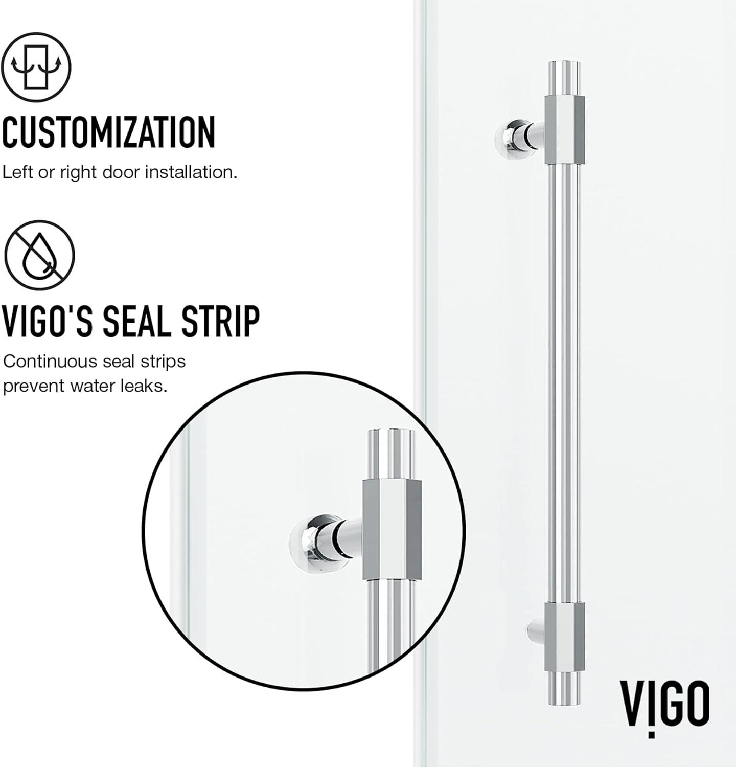 Elan Hart 56-60" W x 76" H Sliding Frameless Shower Door with 3/8" Clear Glass