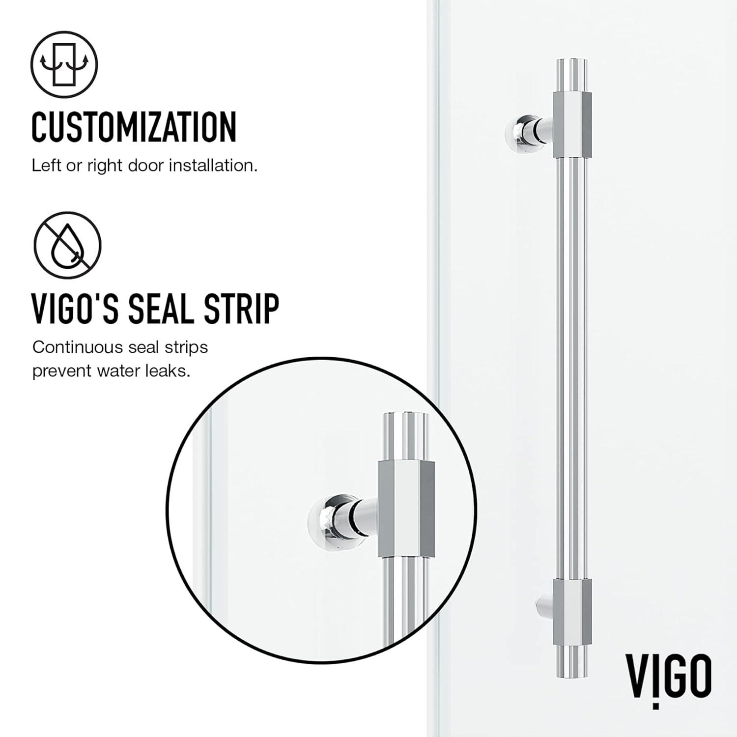 Elan Hart 56-60" W x 76" H Sliding Frameless Shower Door with 3/8" Clear Glass