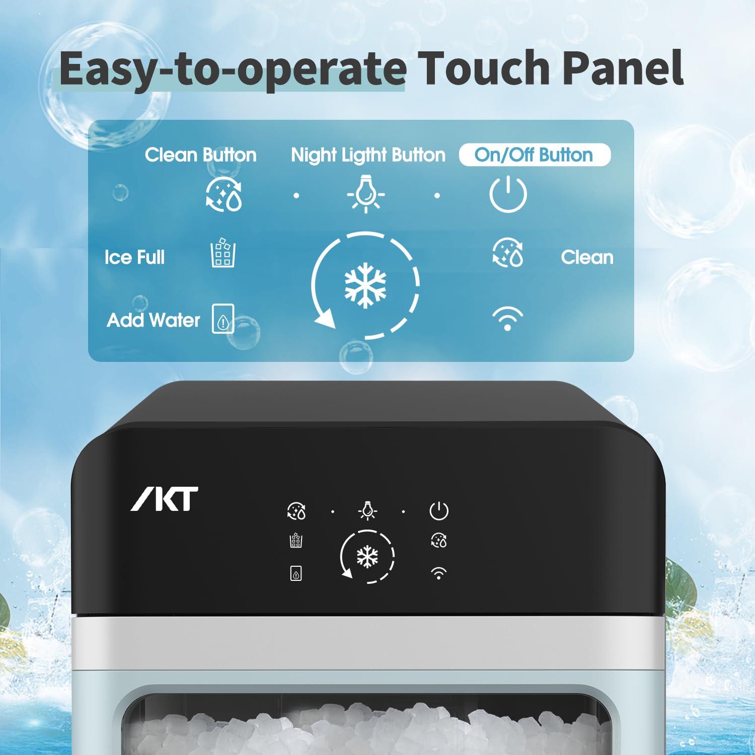 IKT Ikt Countertop Nugget Ice Maker With Side Water Tank Self-cleaning Led Light Ice Scoop 44 Lbs Daily Capacity Green