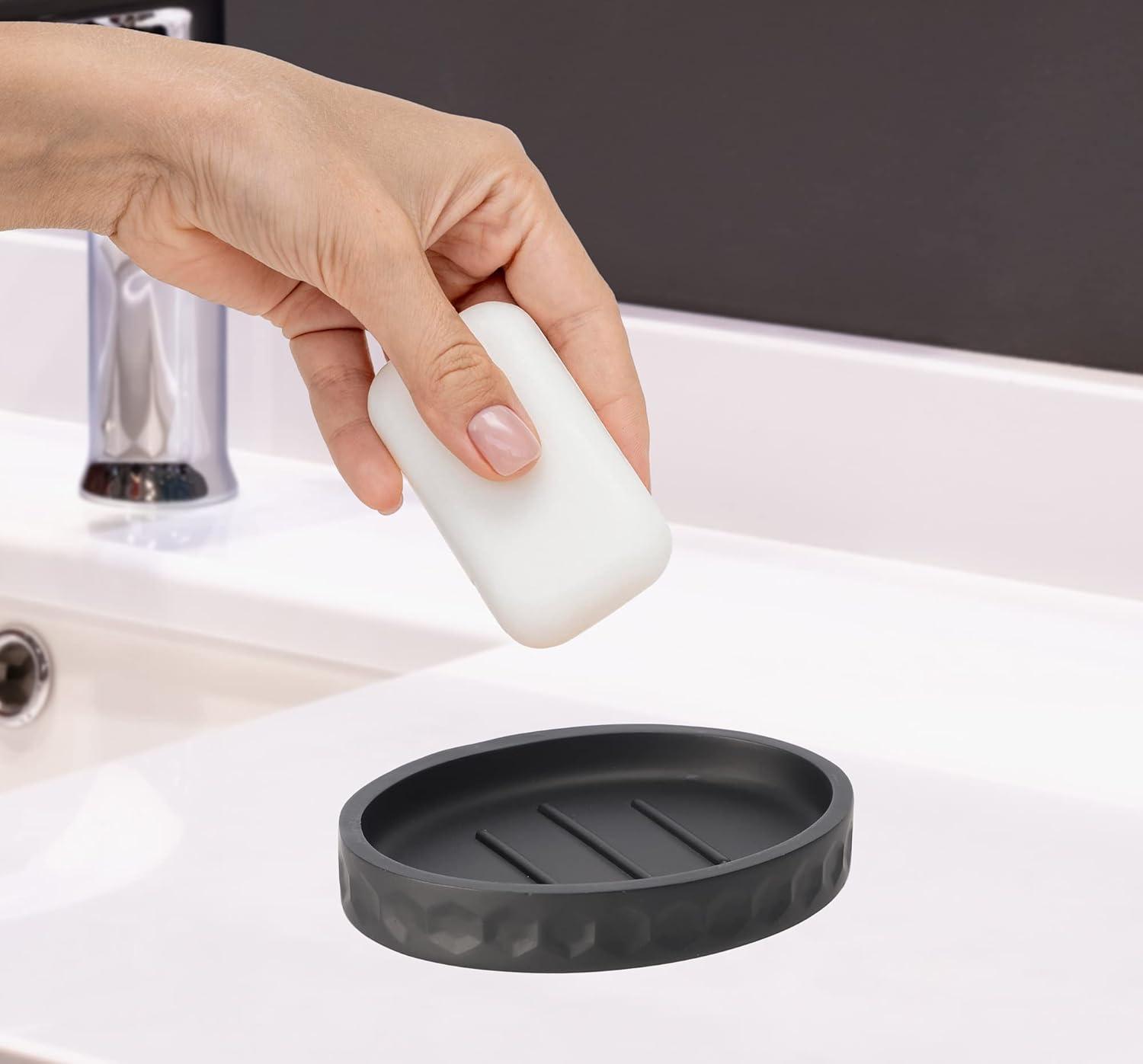 zccz Bathroom Accessory Set - 6 Pcs Black Bathroom Accessories Set with Trash Can, Toothbrush Holder, Toothbrush Cup, Soap Dispenser, Soap Dish, Toilet Brush with Holder - Accessoire Salle de Bain