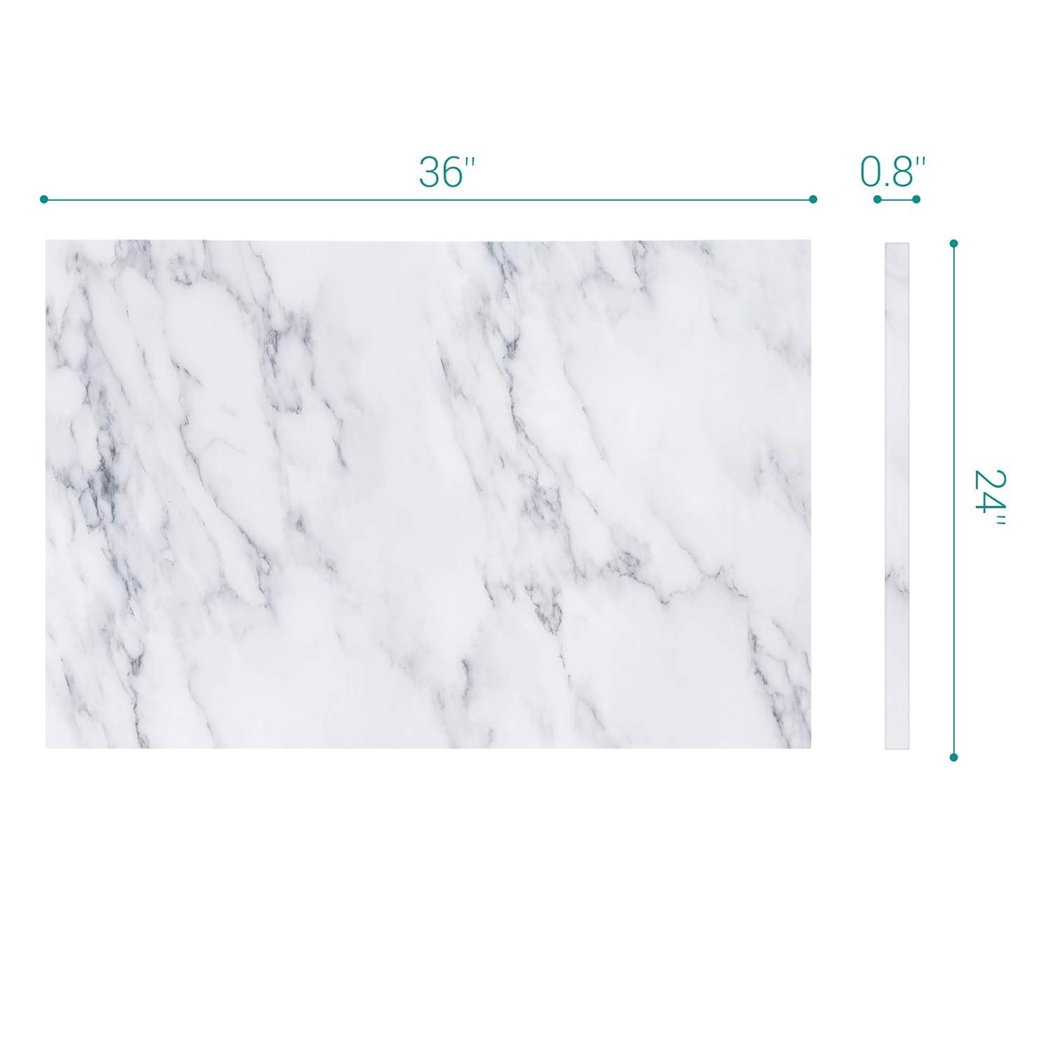 Navaris Magnetic Dry Erase Board - 24 x 36 inches Decorative White Board for Wall with Printed Design, Includes 5 Magnets and Marker - White Marble
