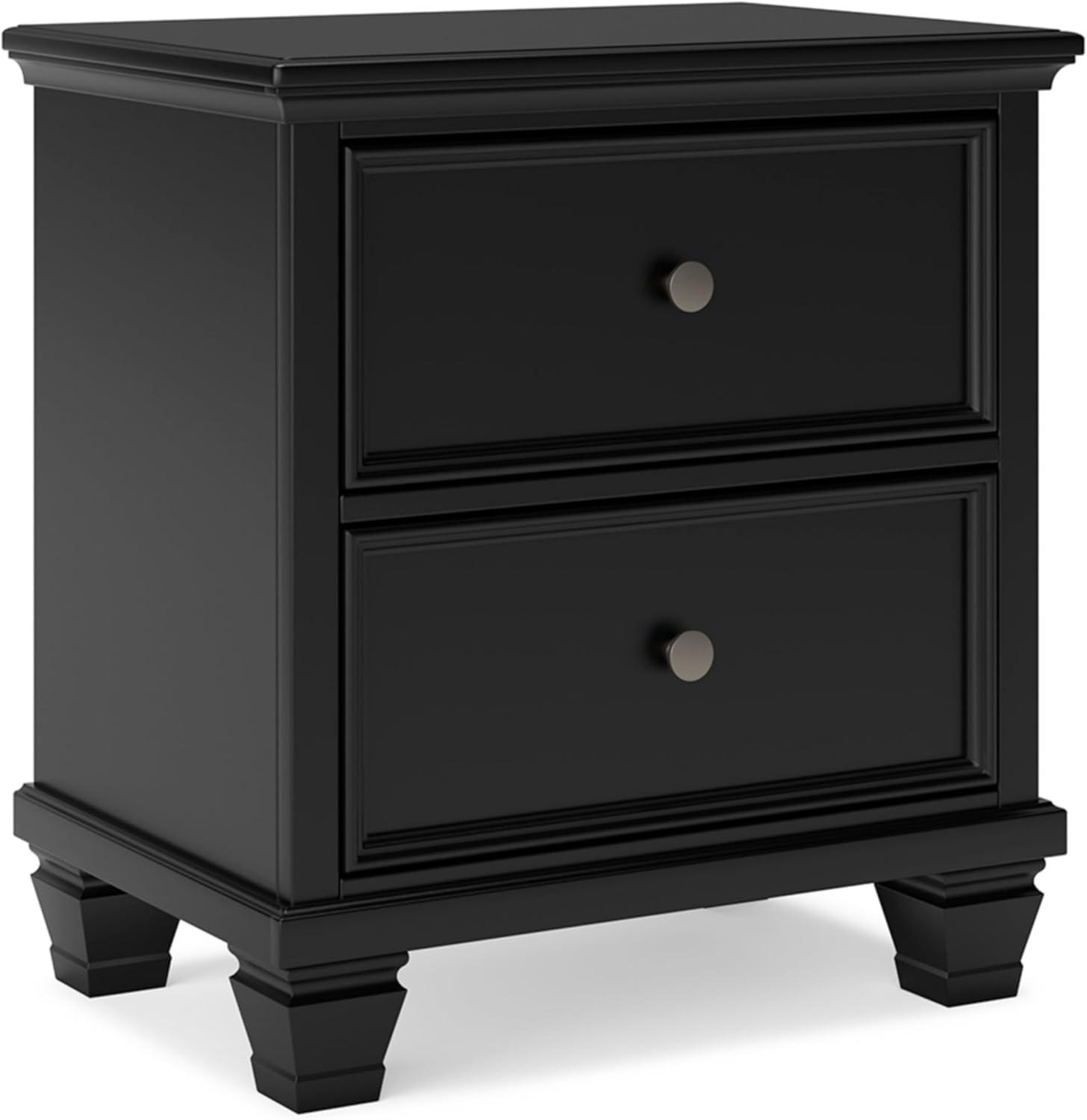 Black Hardwood 2-Drawer Nightstand with Satin Nickel Knobs