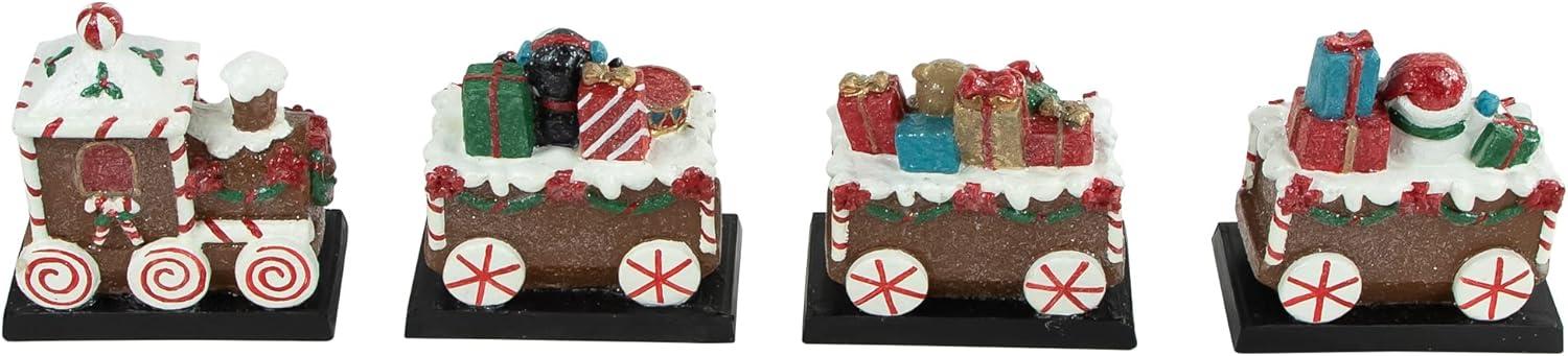 Northlight Set of 4 Gingerbread Train Christmas Stocking Holders 4.75"