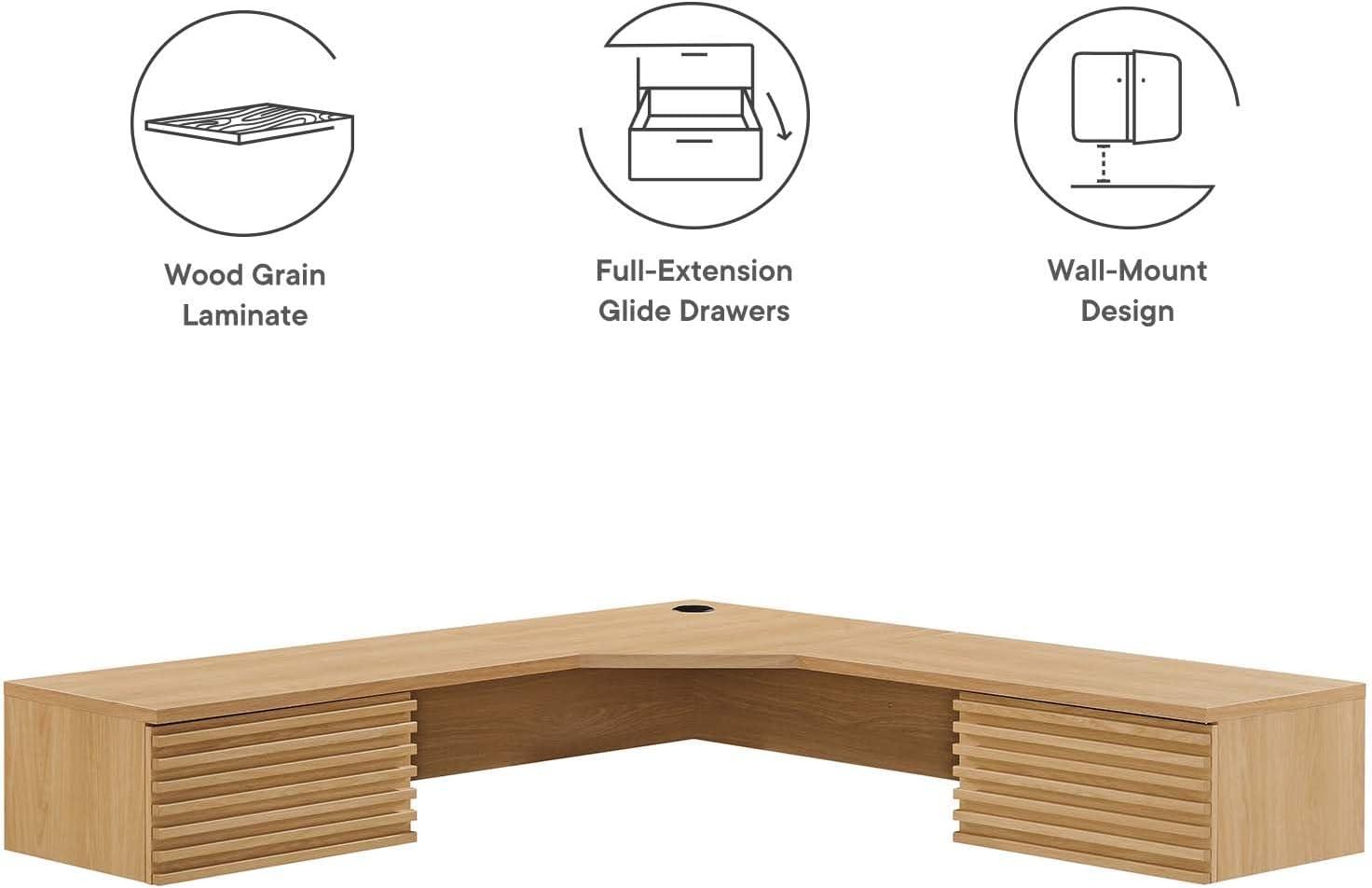 Modway Render Wall Mount Corner Office Desk