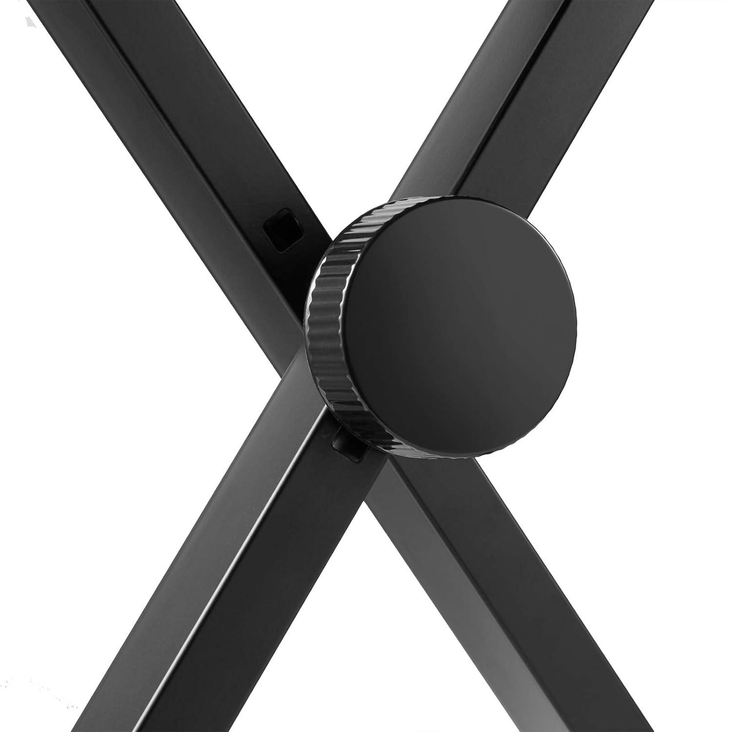 Hamzer Cushioned Piano Bench, Adjustable Keyboard Stool Chair - Foldable & Portable w/ Padded Cushion, Black