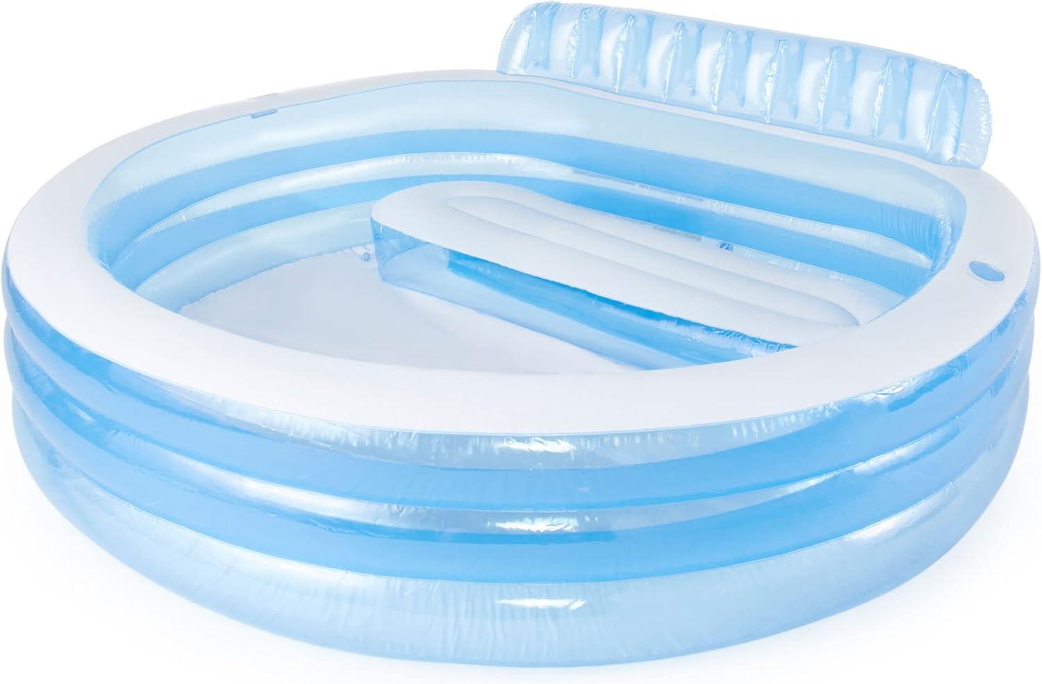 Intex Blue and White Inflatable Oval Family Pool with Bench